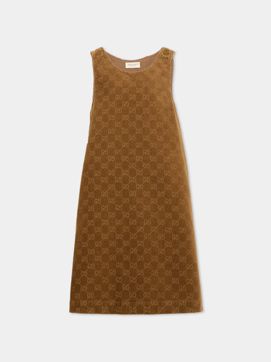 Vestito marrone per bambina con monogram GG,Gucci Kids,873255 XDDF9 2230