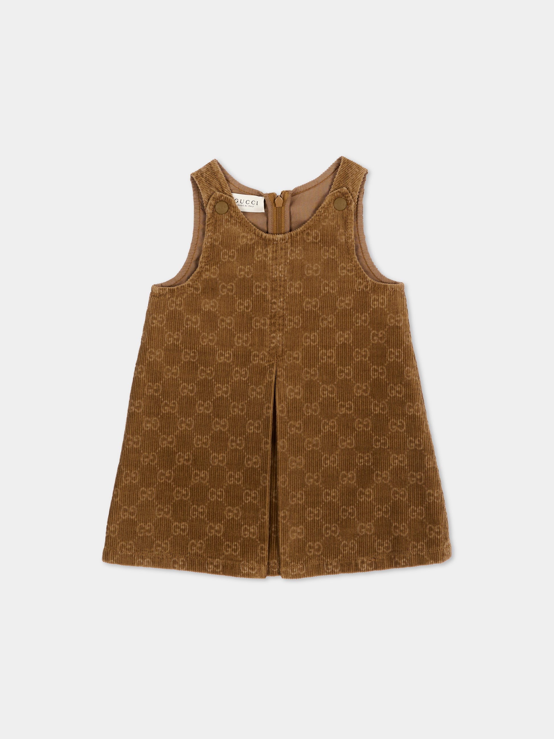 Vestito a manica corta marrone per neonata monogramma GG,Gucci Kids,873288 XDDF9 2230