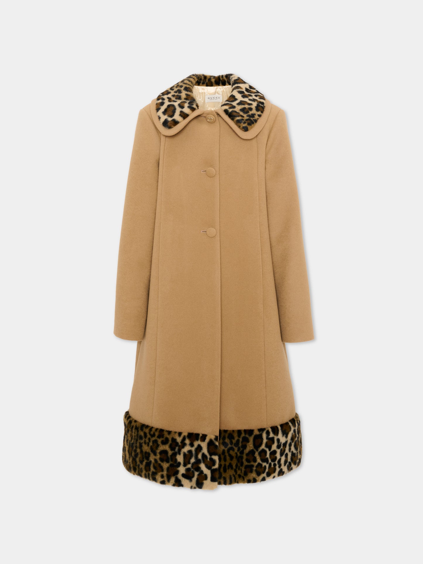 Cappotto beige per bambina animalier