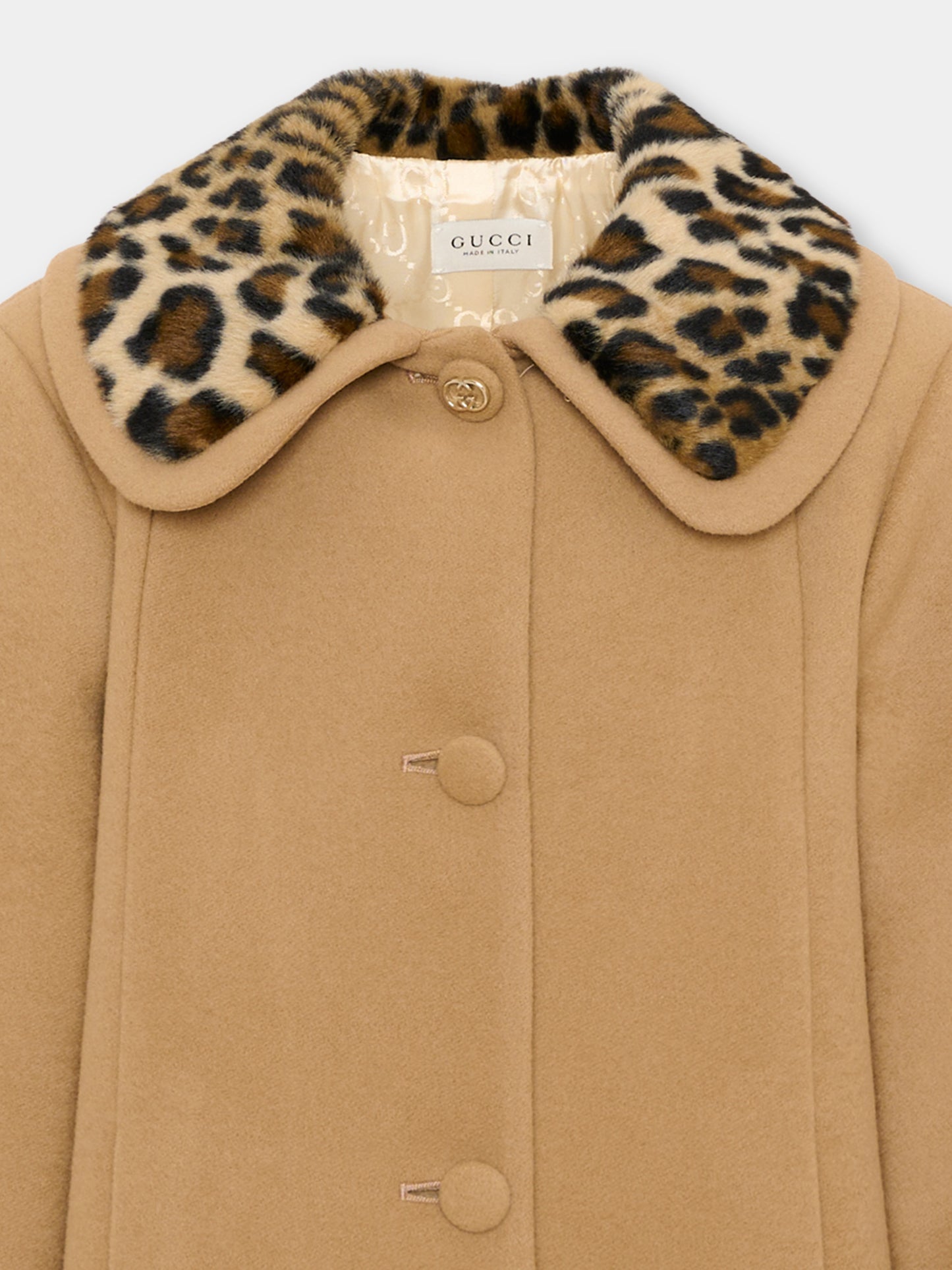 Cappotto beige per bambina animalier