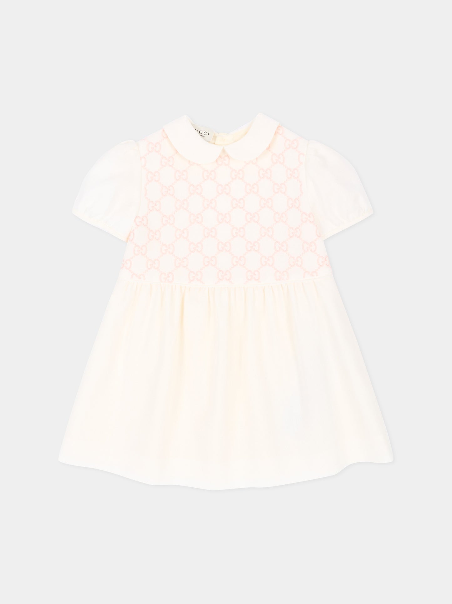 Abito elegante avorio per neonata con monogram GG,Gucci Kids,866851 ZAI9G 9172