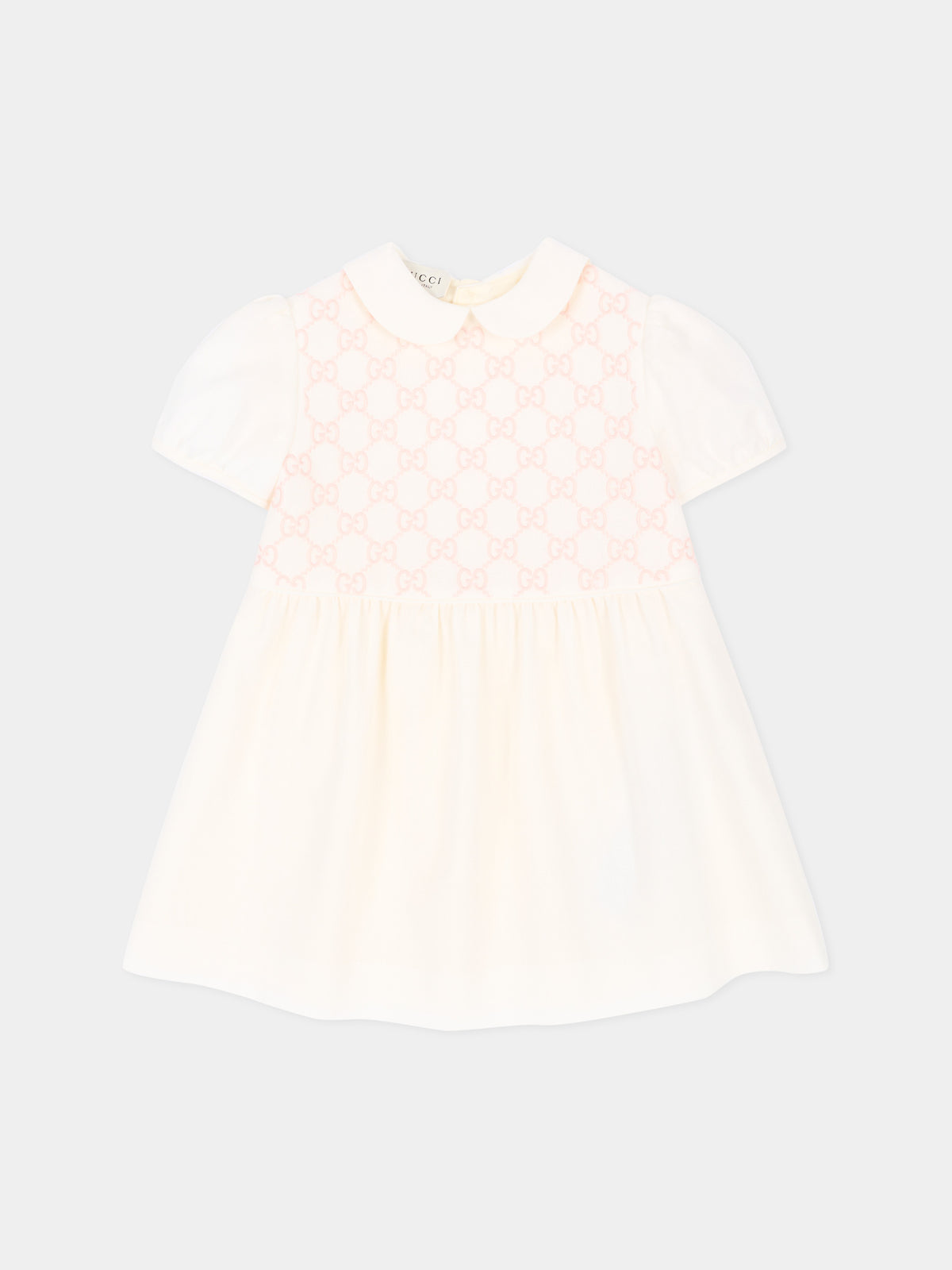 Ivory elegant dress for Baby Girl with GG monogram