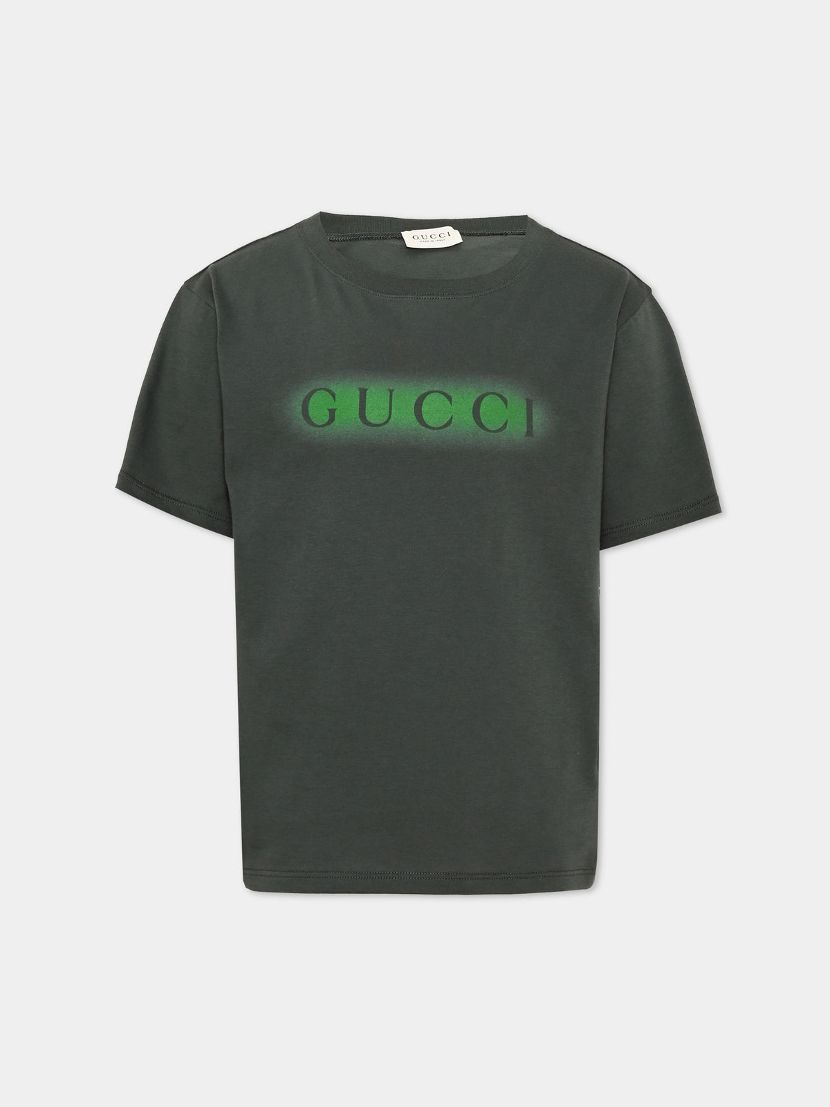T-shirt a manica corta verde per bambino con logo,Gucci Kids,575114 XJHW7 3010