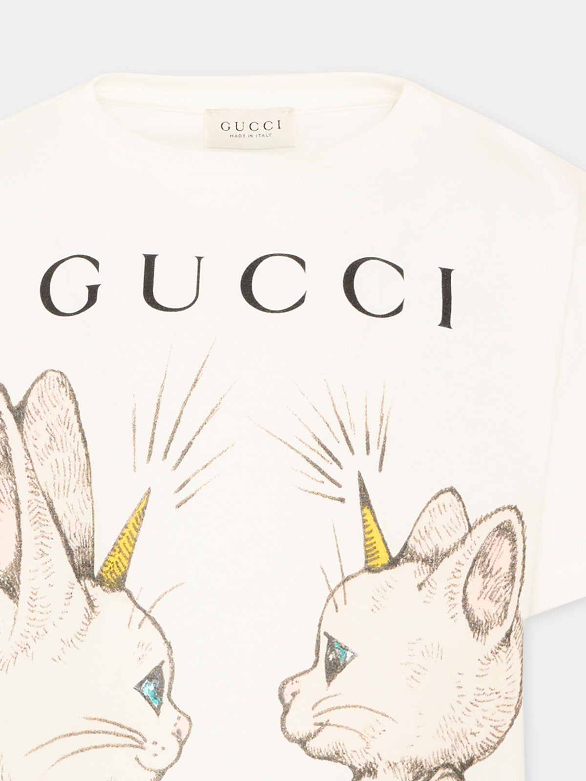 T-shirt bianca per bambina con stampa,Gucci Kids,835229 XJHXT 9214