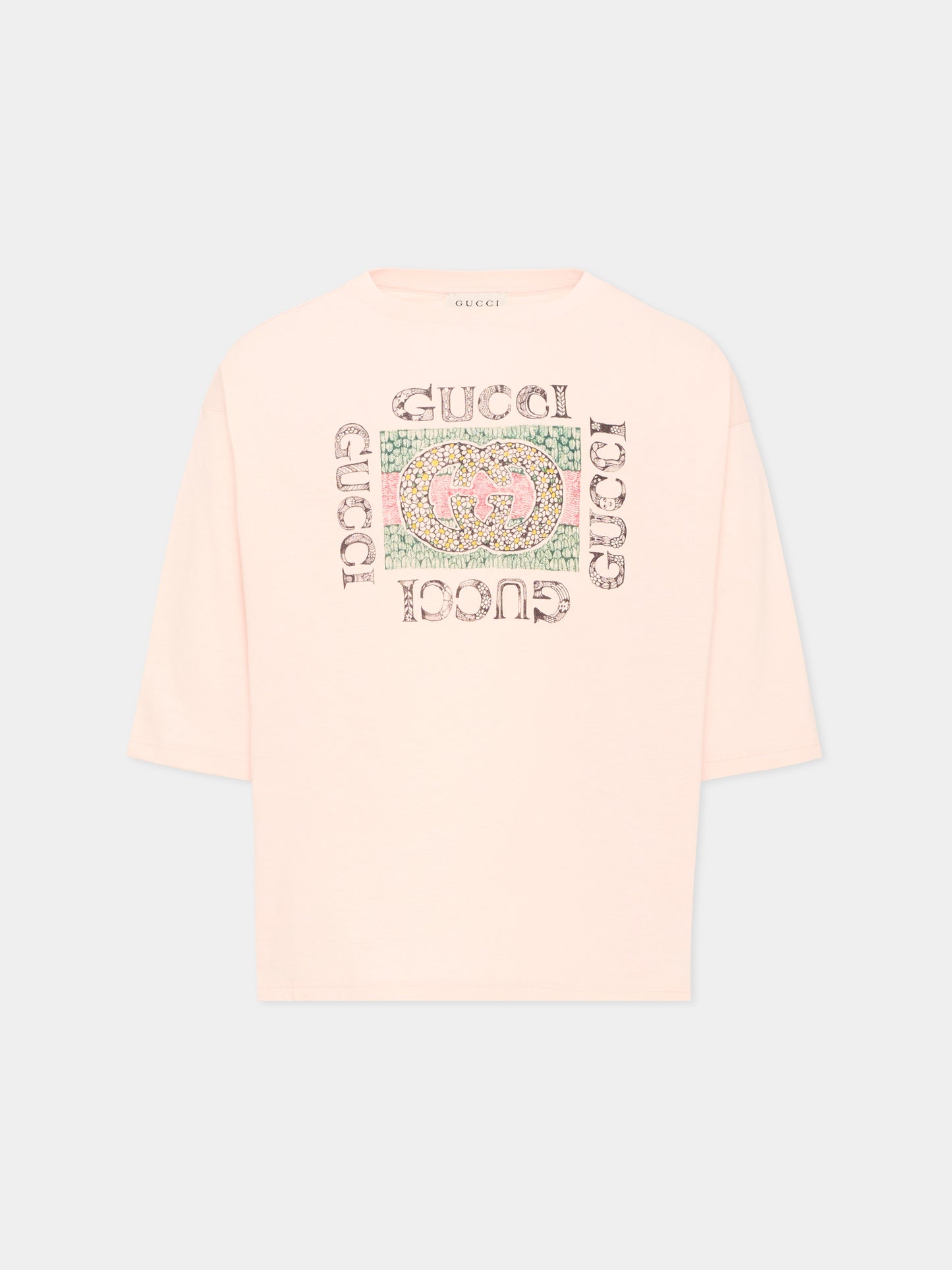 T-shirt a manica lunga rosa per bambina logo