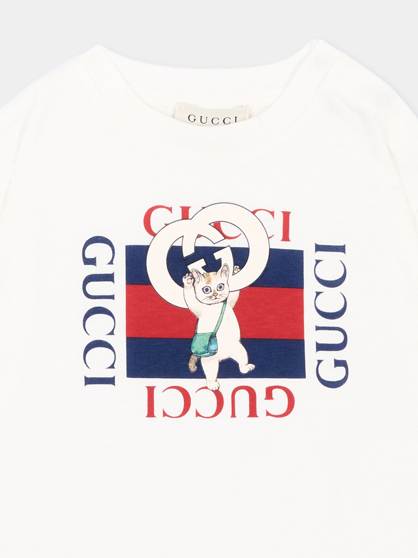 T-shirt a manica corta avorio per neonato logo,Gucci Kids,873800 XJHY7 9214