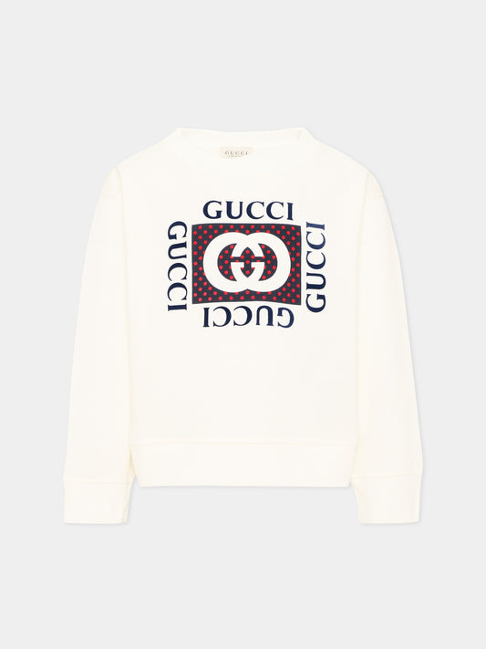 Ivory sweatshirt for Girl logo
