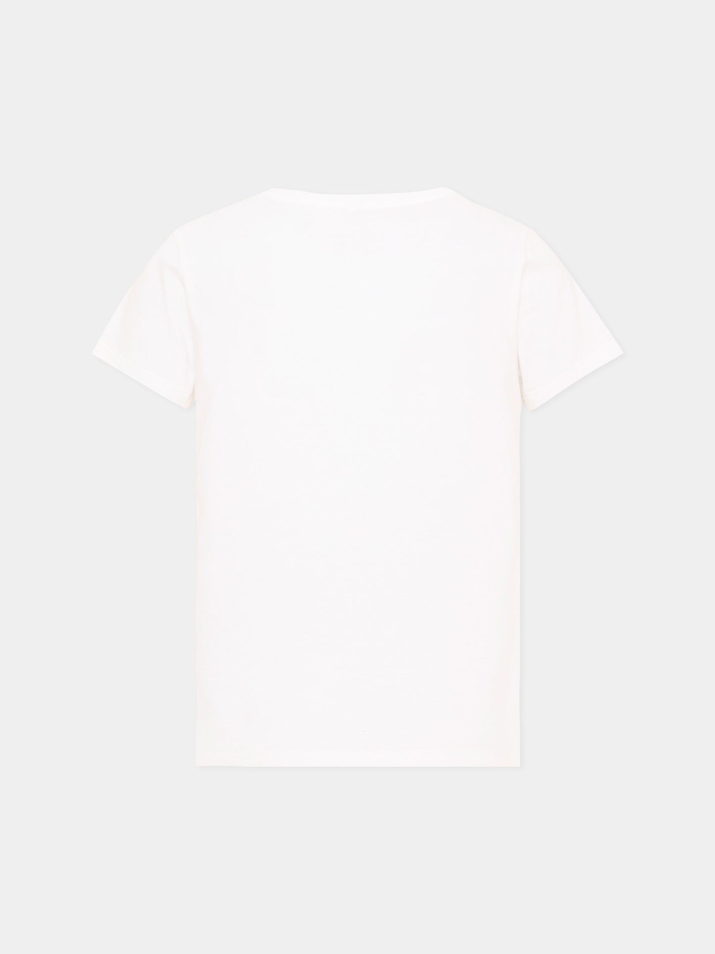 T-shirt a manica corta avorio per bambino stampa logo