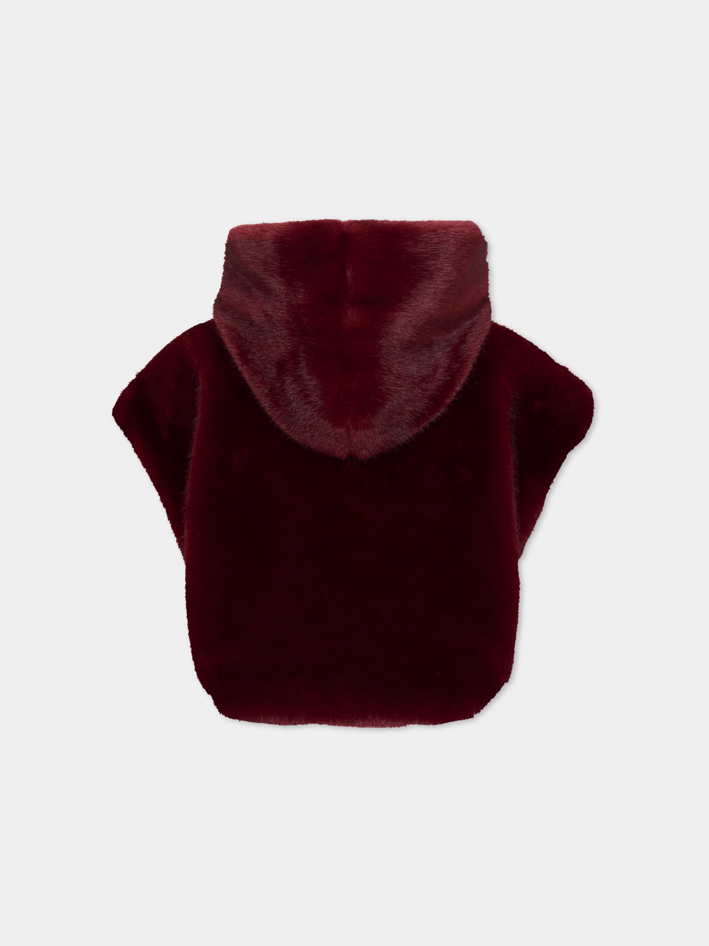 Gilet rosso per bambina in eco-pelliccia,Monnalisa,17H105 8034 0069