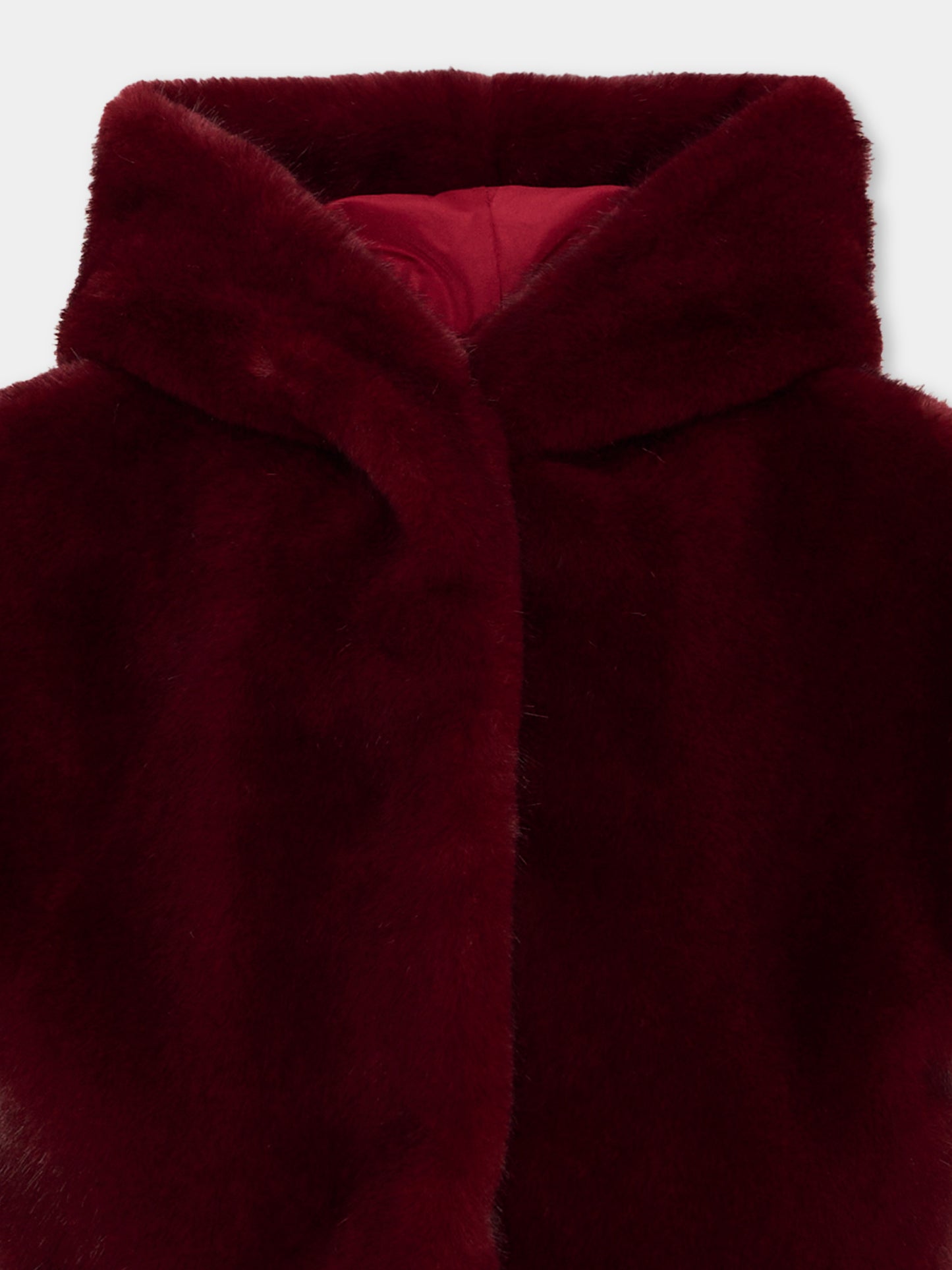 Gilet rosso per bambina in eco-pelliccia,Monnalisa,17H105 8034 0069
