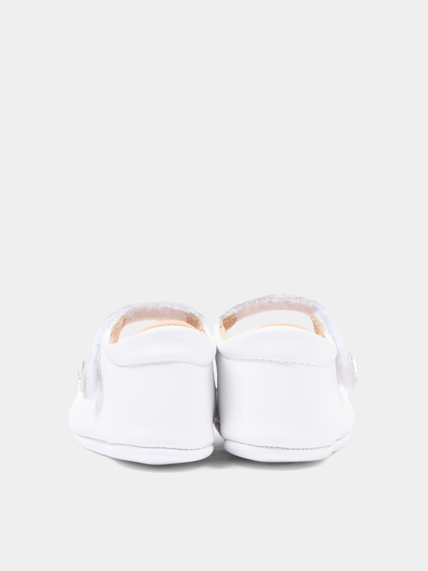 Ballerine bianche per neonata con gioiello,Monnalisa,73H003 8706 0001