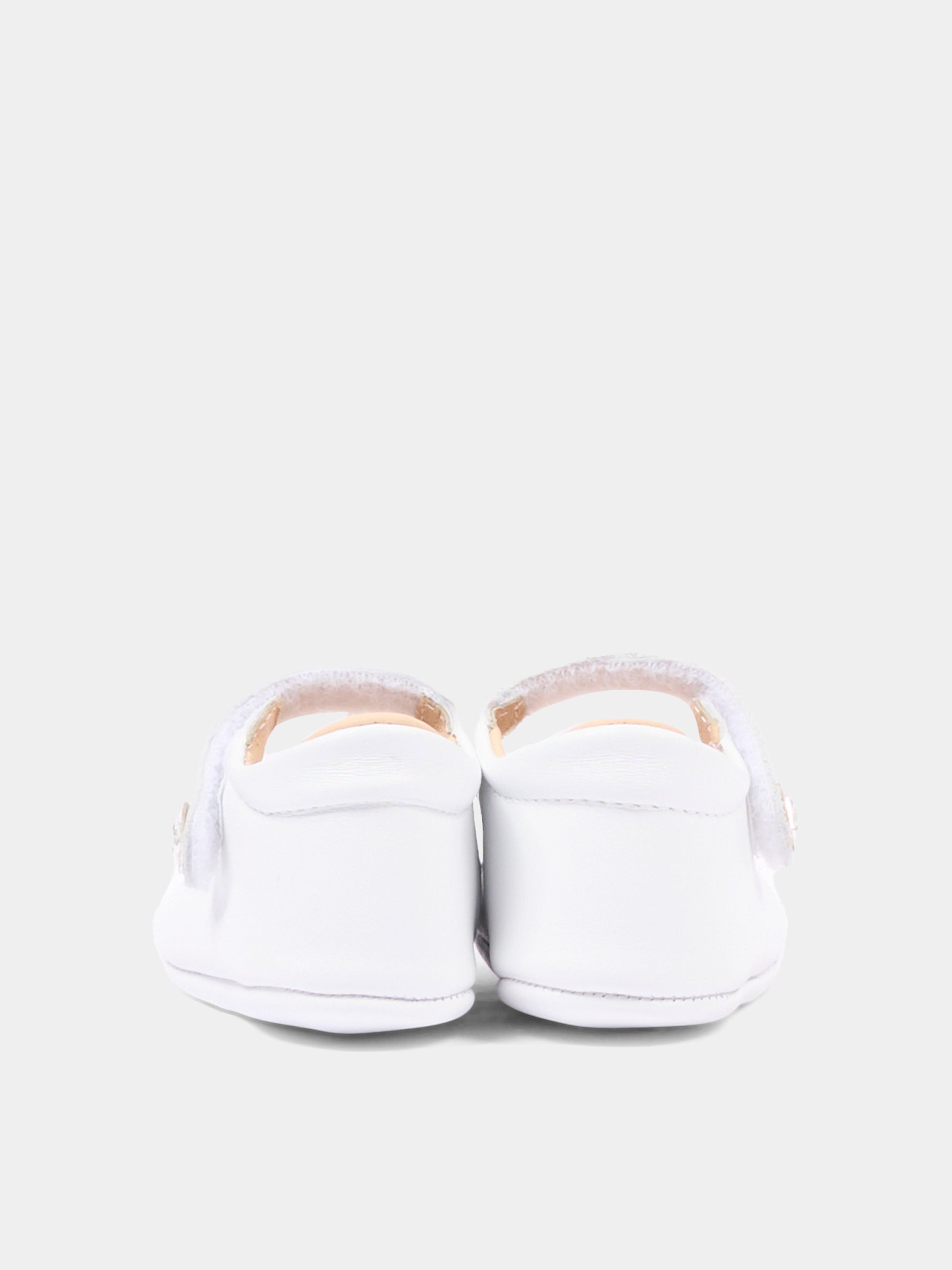 Ballerine bianche per neonata con gioiello,Monnalisa,73H003 8706 0001