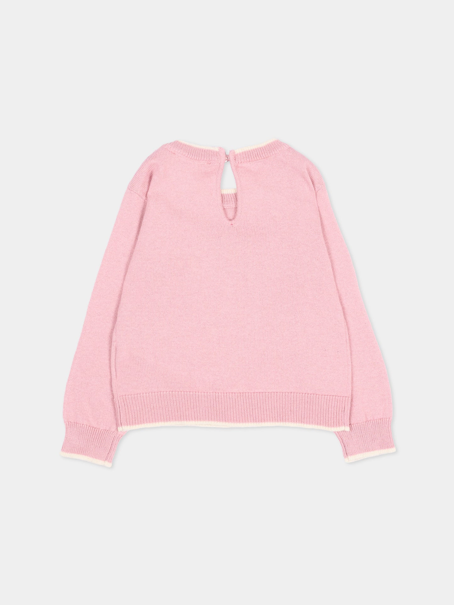 Maglione rosa per neonata con cucciolo,Monnalisa,39H605 8060 094F