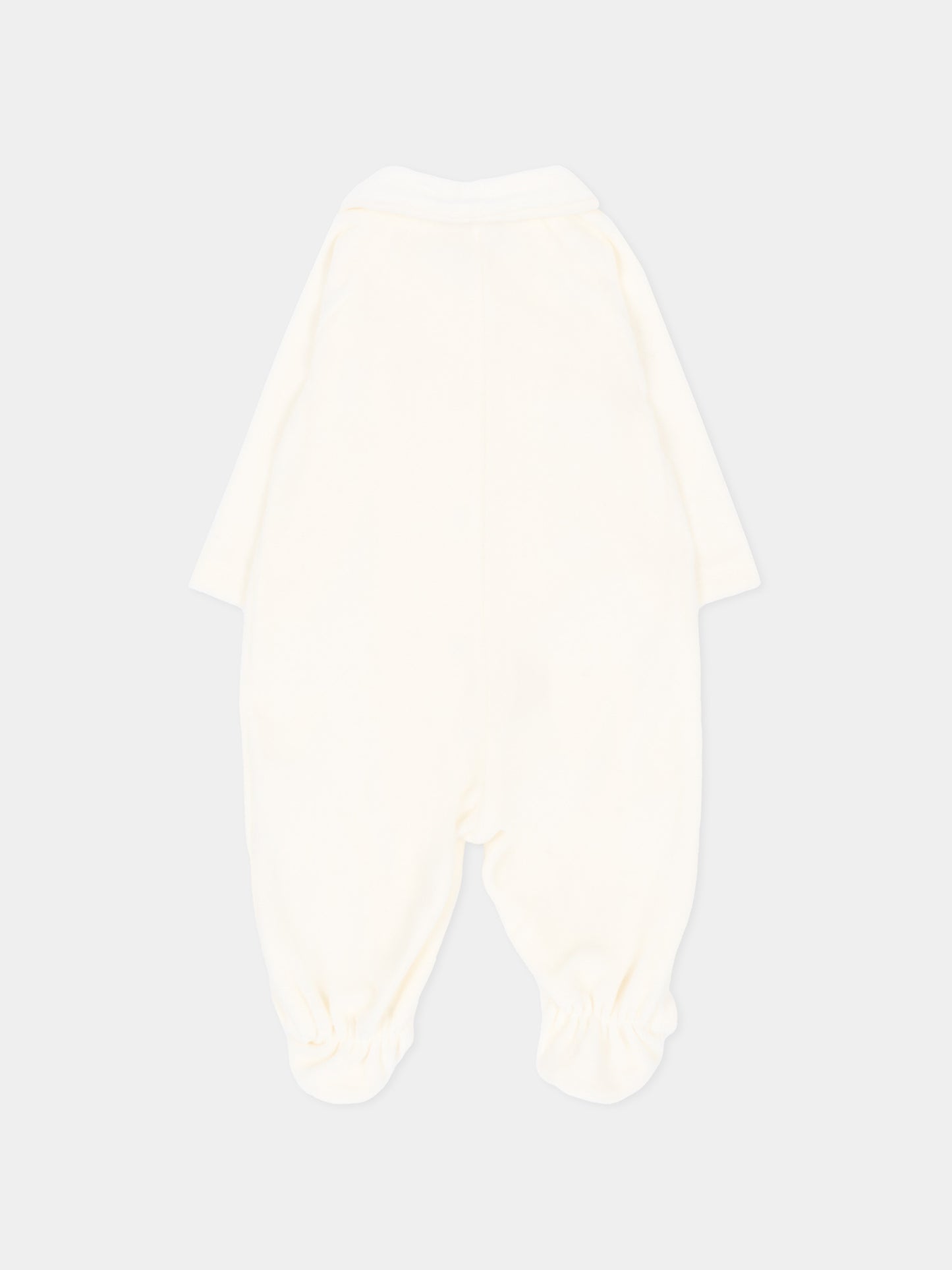 Tutina avorio per neonata in ciniglia con rose,Monnalisa,35H204 8003 0001