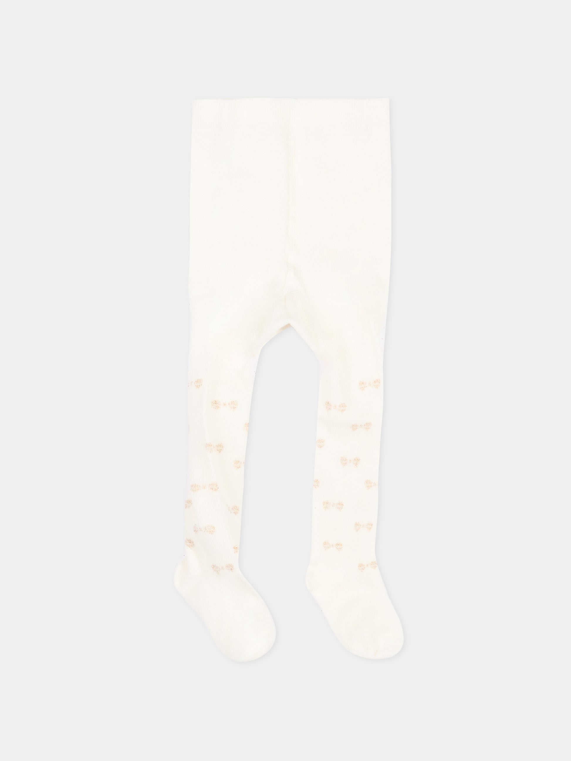 Collant avorio per neonata con fiocchi,Monnalisa,73H006 8082 0170