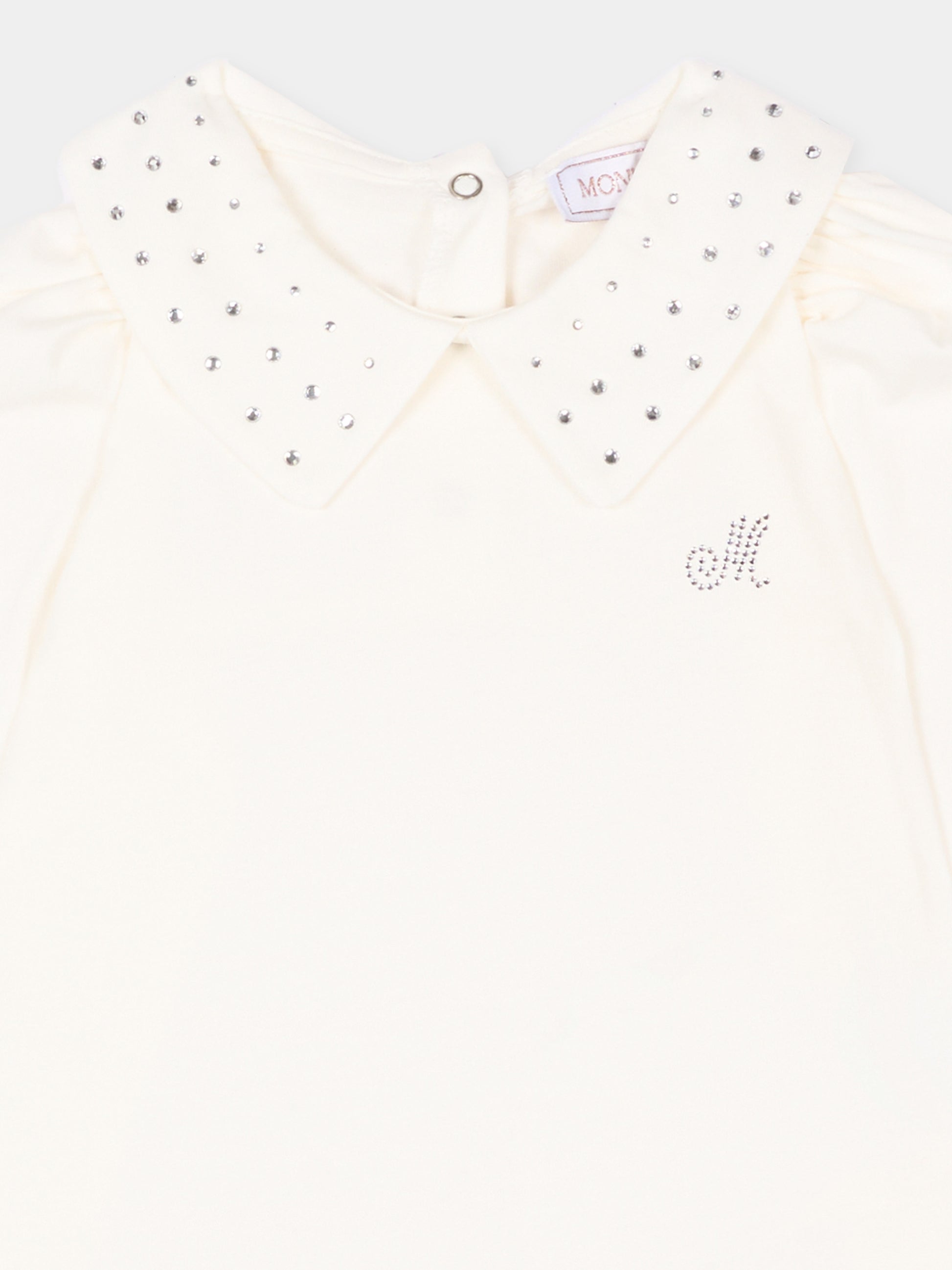 Body avorio per neonata con strass,Monnalisa,37H300 8002 0001