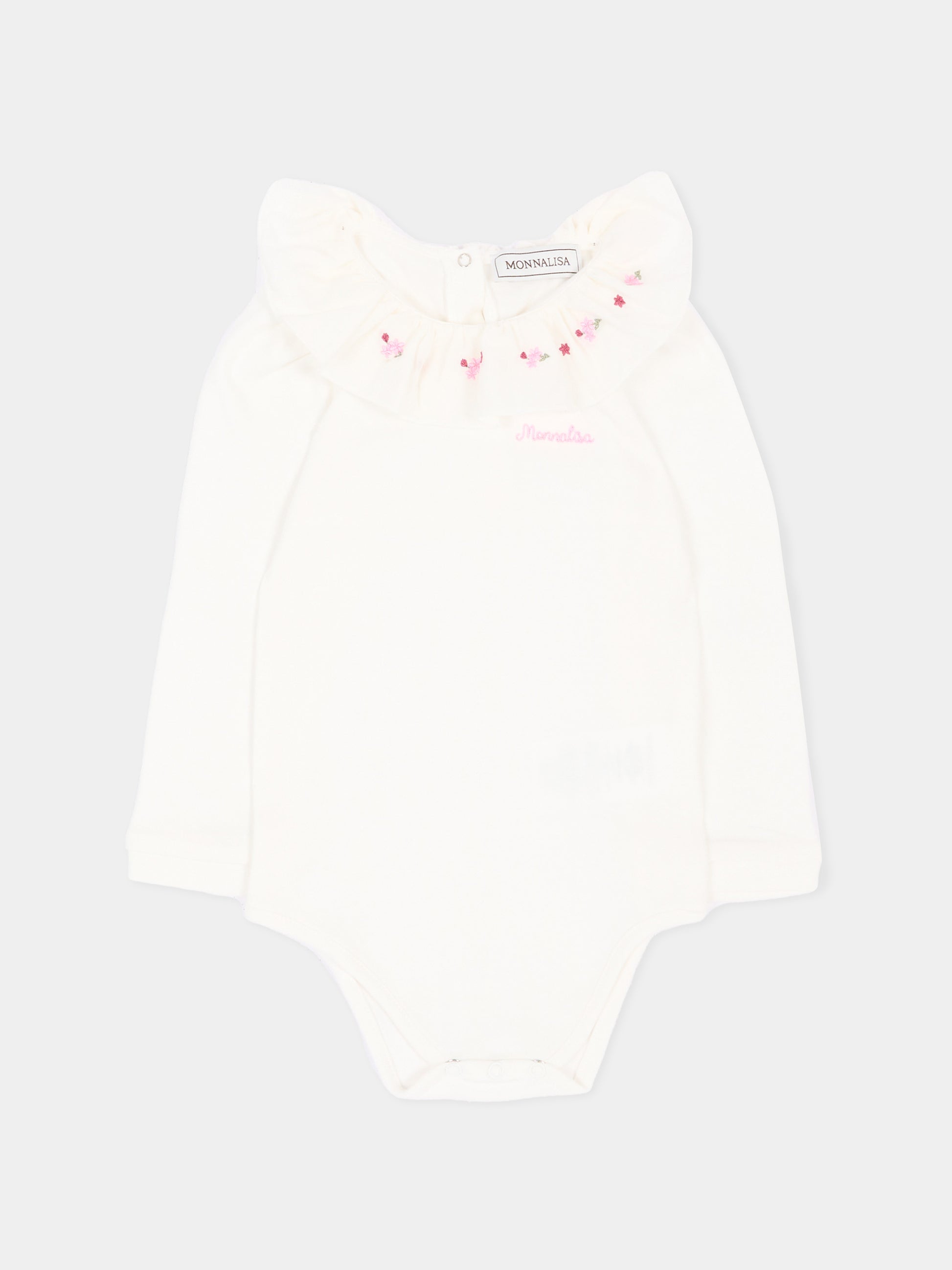 Body avorio per neonata con fiori,Monnalisa,35H300NP 8000 0001