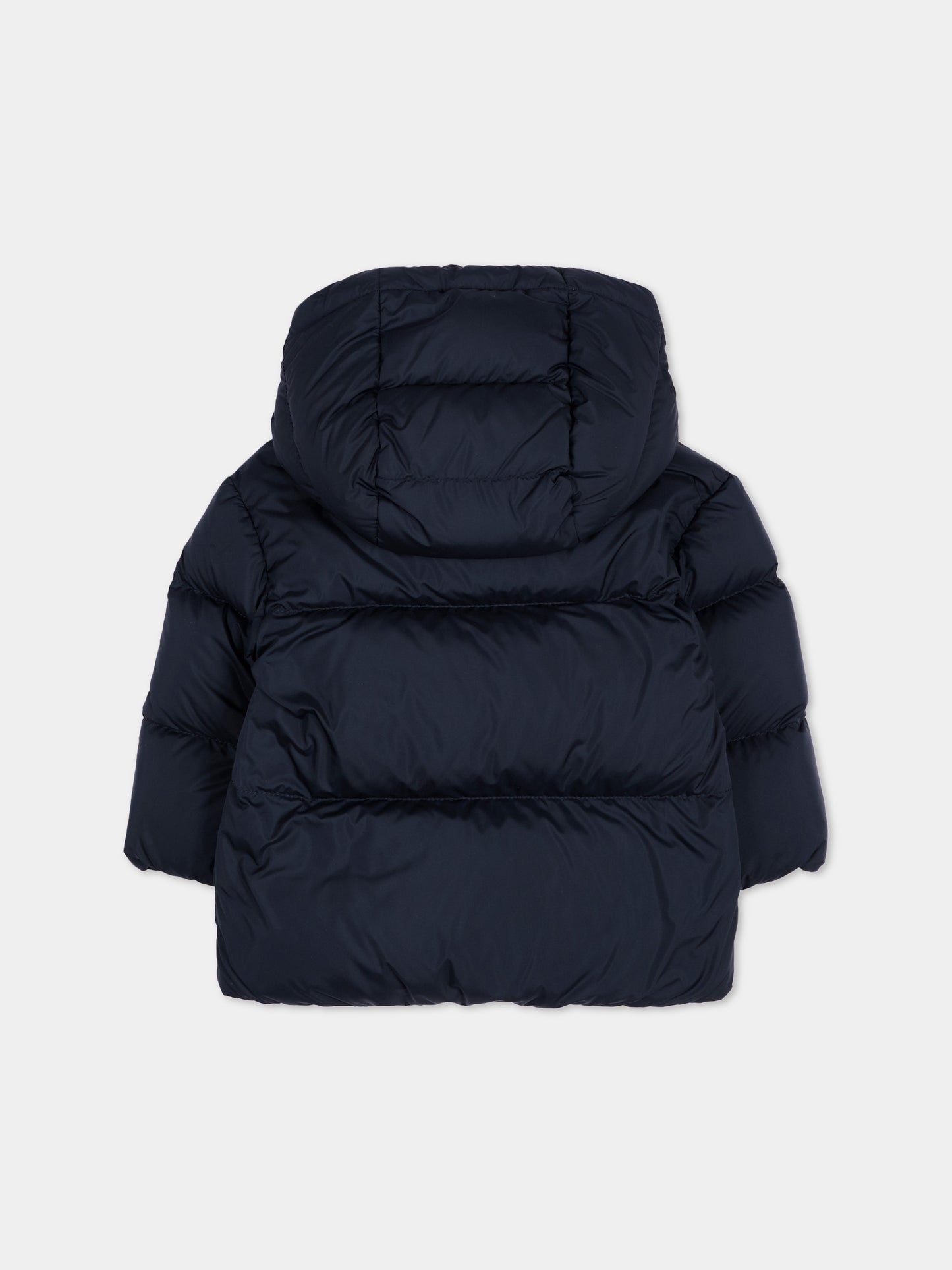 Piumini blu Romain per neonato con logo,Moncler Kids,L2951 1A00036 597X2 77G