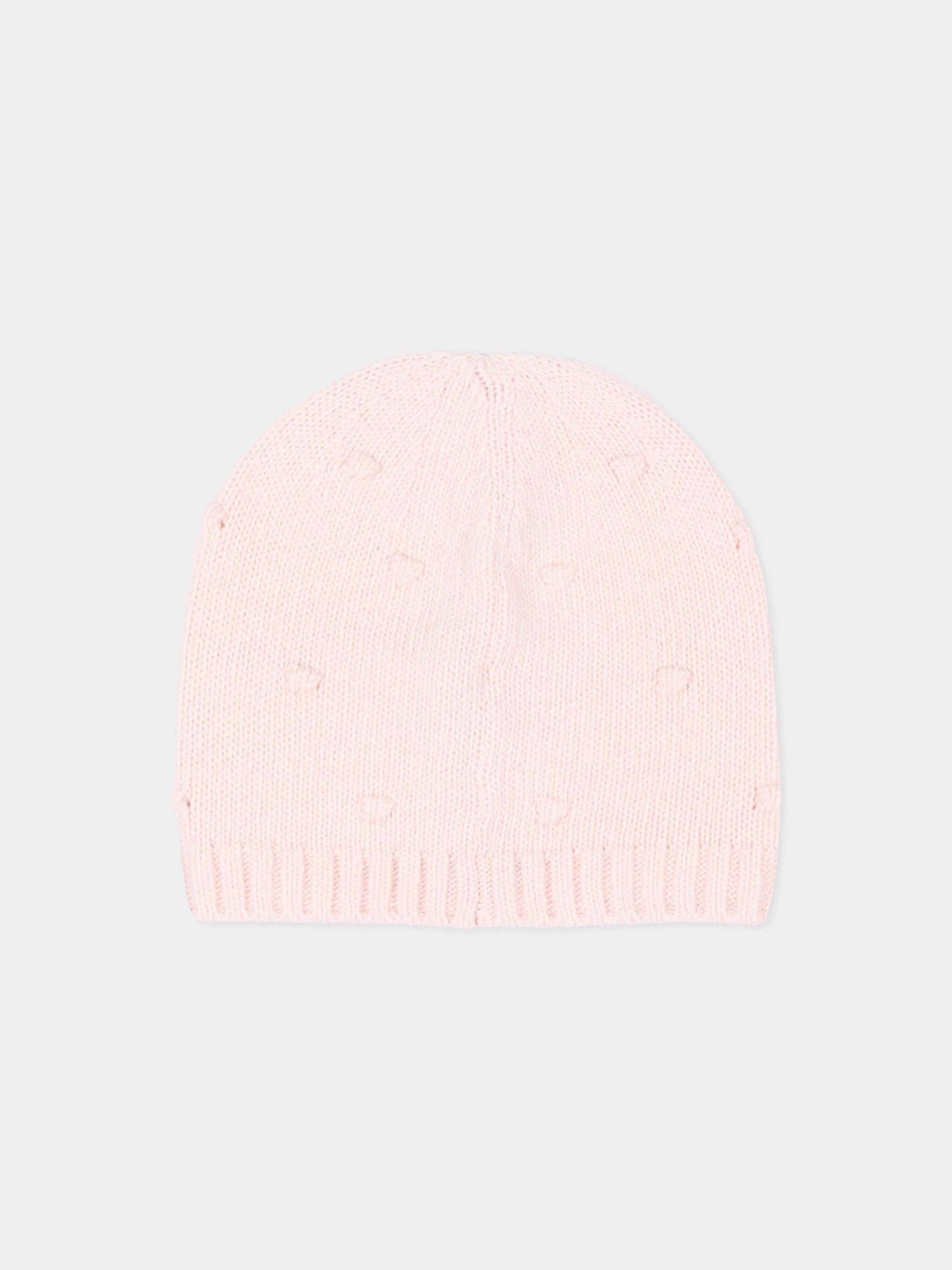 Berretto rosa per neonata logo patch,Moncler Kids,L2951 3B00010 M4281 529