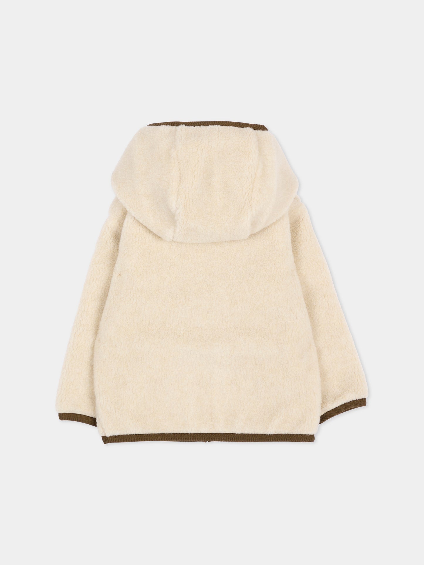 Ecopelliccia beige per neonato con logo,Moncler Kids,L2951 8G00005 89BLO 200