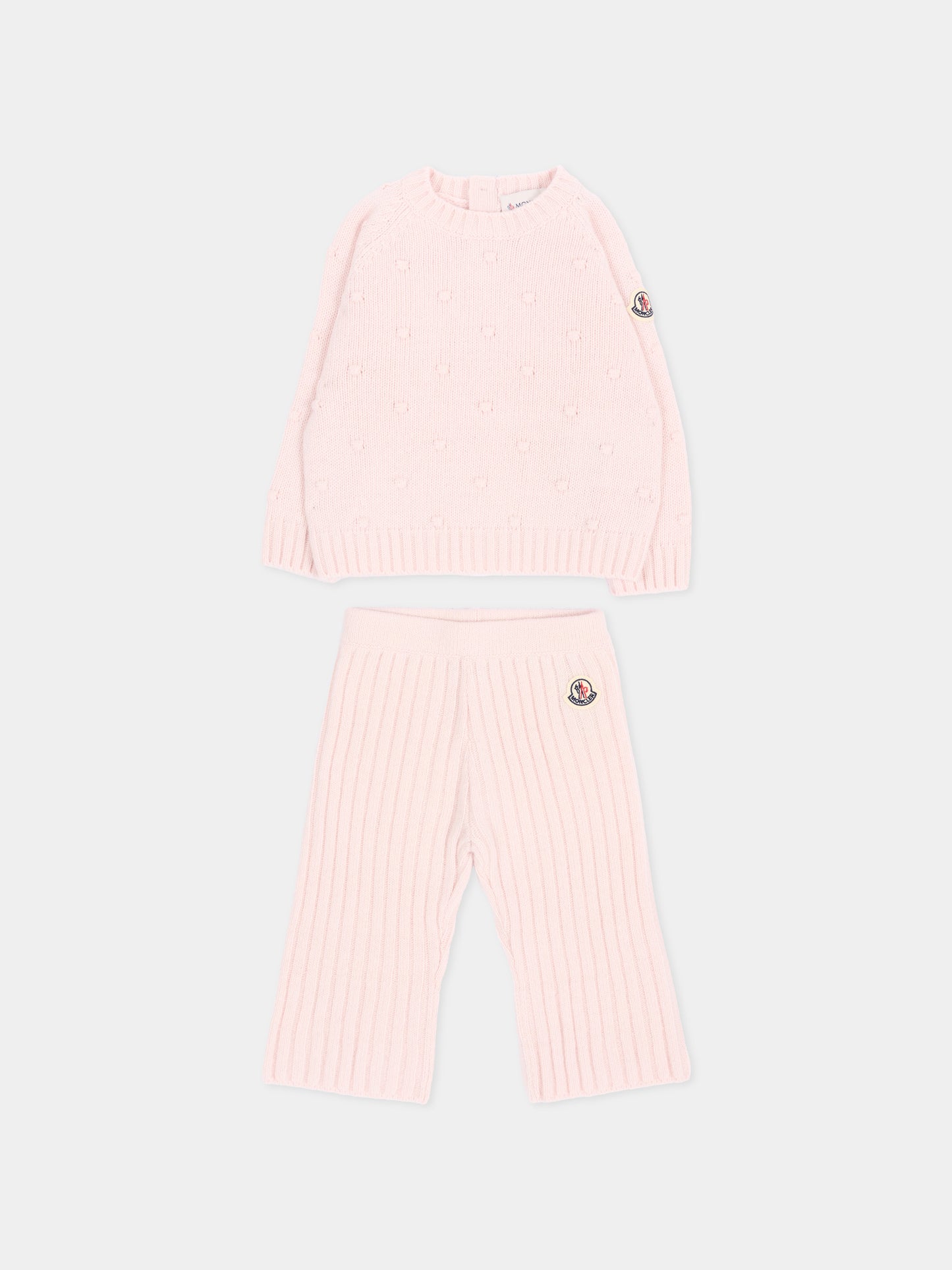 Completo sportivo rosa per neonata con logo,Moncler Kids,L2951 9E00003 M4281 529