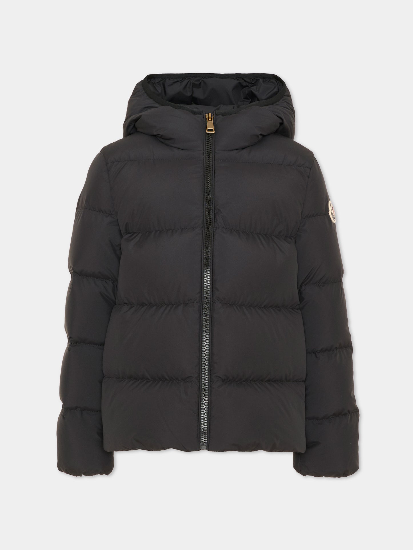Piumino nero per bambina con cappuccio,Moncler Kids,L2954 1A00118 597YW 999