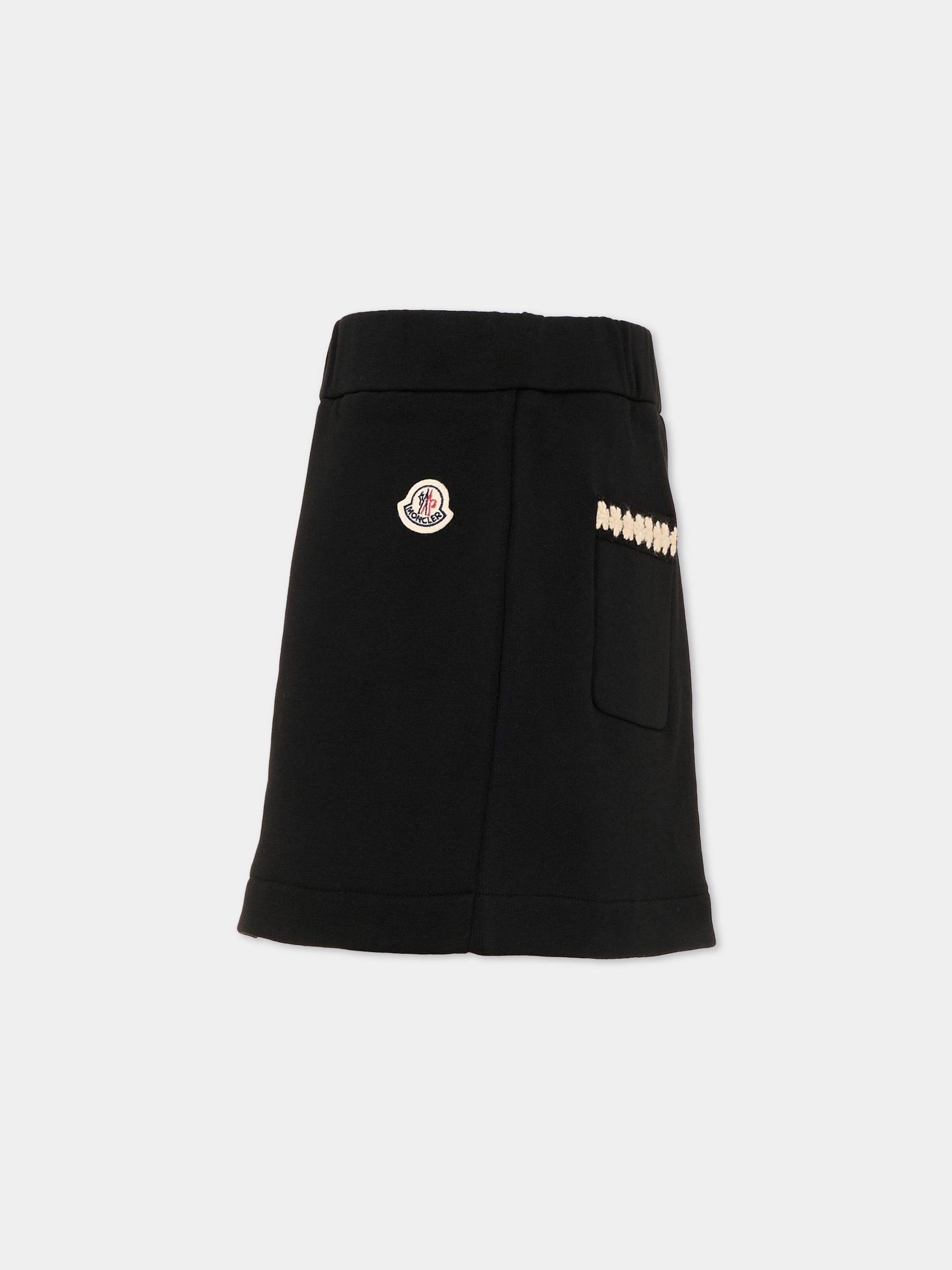 Gonna nera per bambina con ricamo,Moncler Kids,L2954 8H00009 899PS 999
