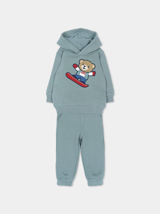Completo sportivo lungo verde con orsetto per neonato,Levi's Kids,6ER486 FDT