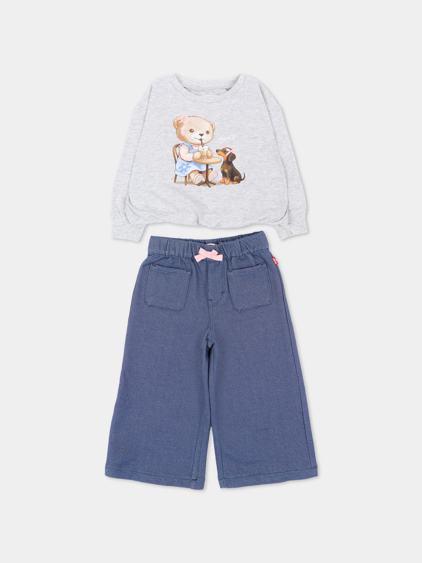 Completo sportivo lungo grigio con stampa per neonata,Levi's Kids,1ER732 G2H