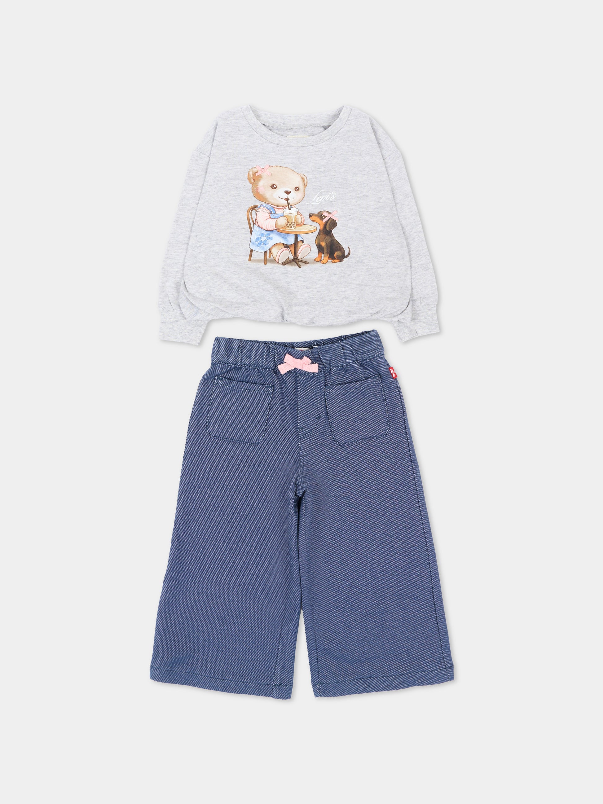 Completo sportivo lungo grigio con stampa per neonata,Levi's Kids,1ER732 G2H