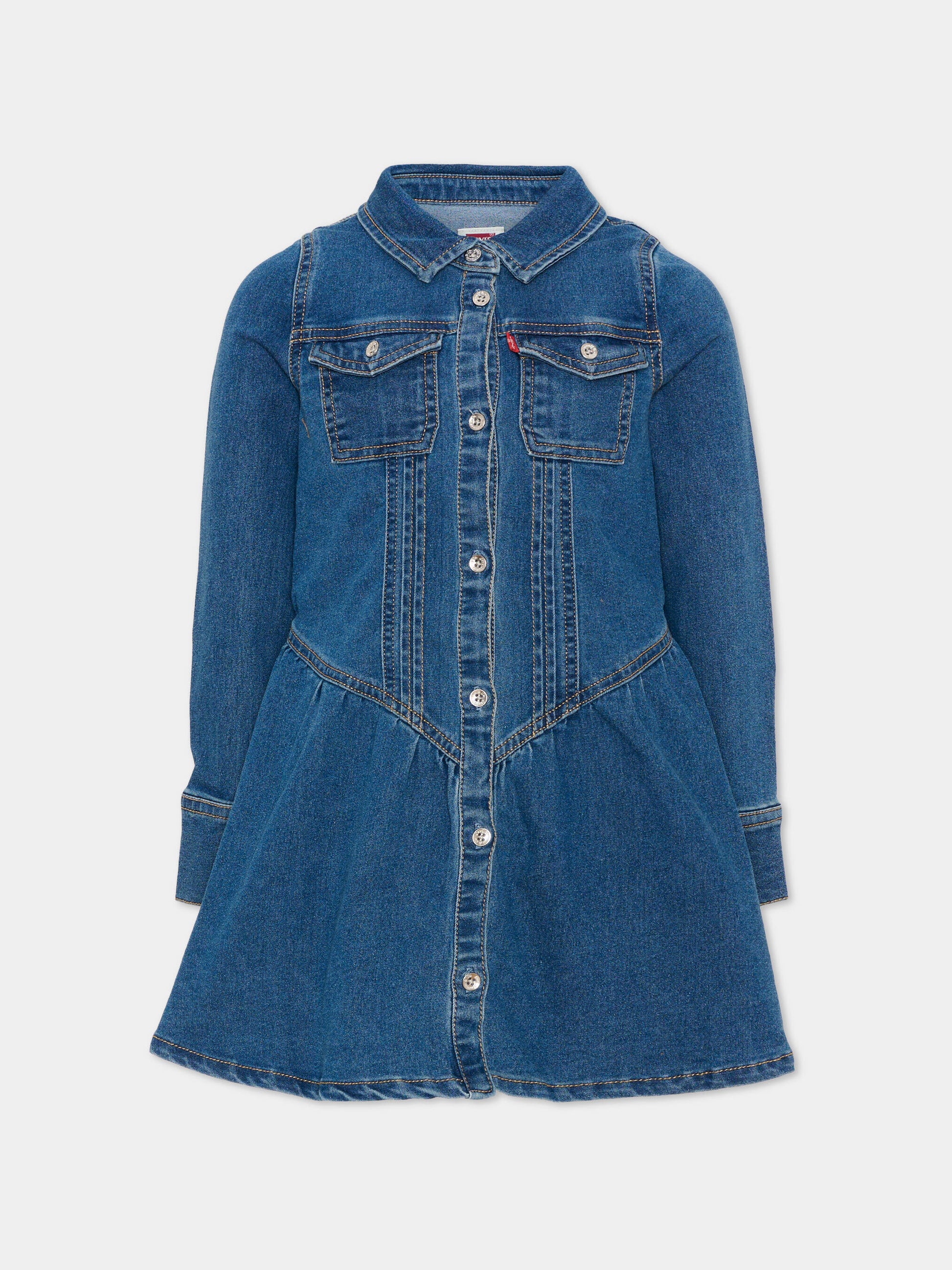 Vestito a manica lunga denim per bambina,Levi's Kids,4ER790 MFM