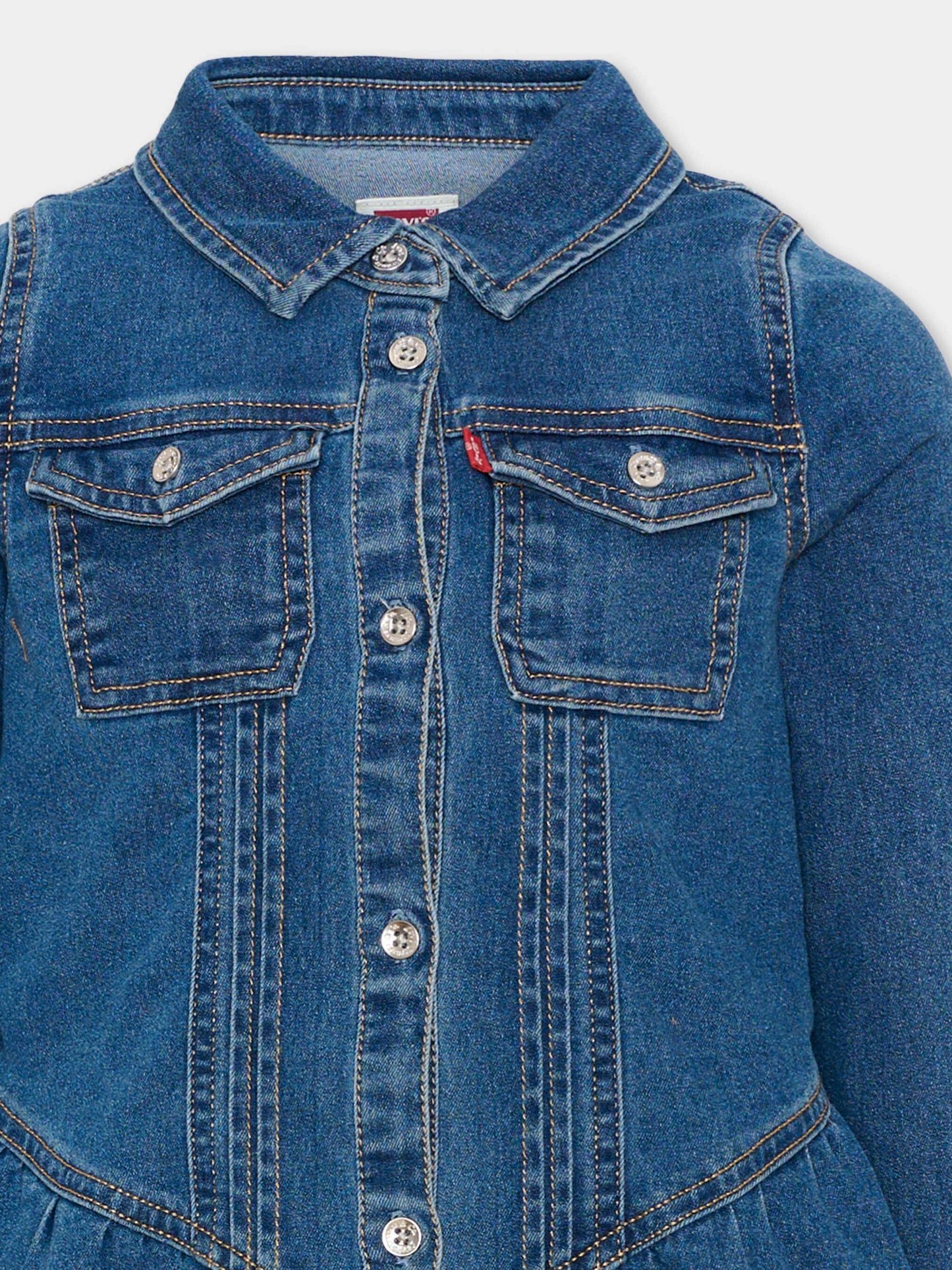 Vestito a manica lunga denim per bambina,Levi's Kids,4ER790 MFM