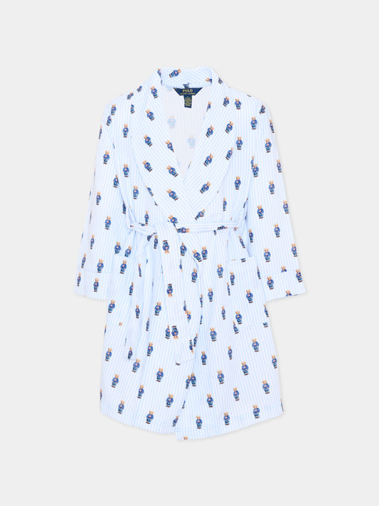 Vestaglie azzurra “Polo Bear” a righe,Ralph Lauren Kids,8P0033 BCR