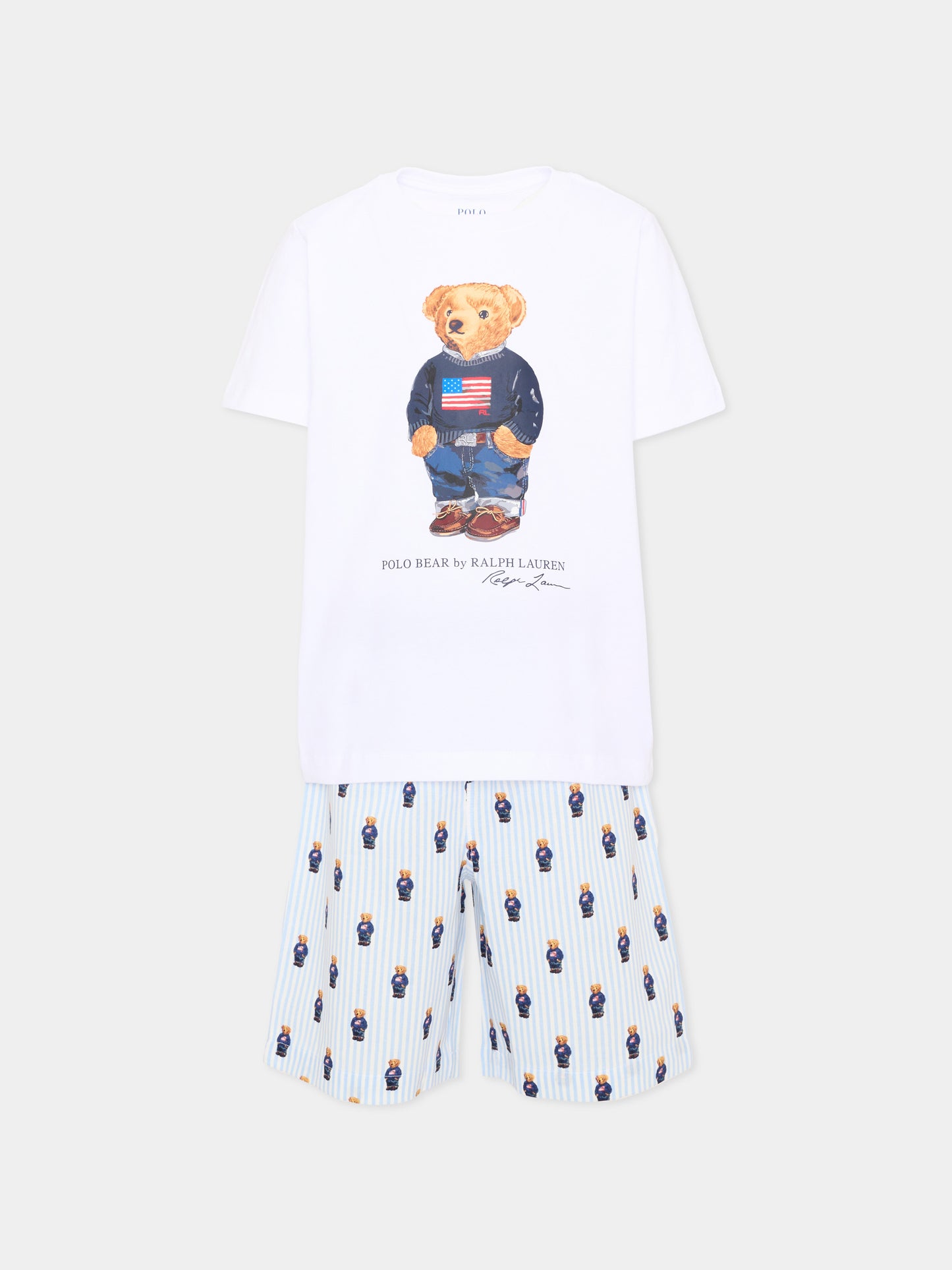 Pigiama azzurro per bambino con Polo Bear,Ralph Lauren Kids,8P0142 W2O