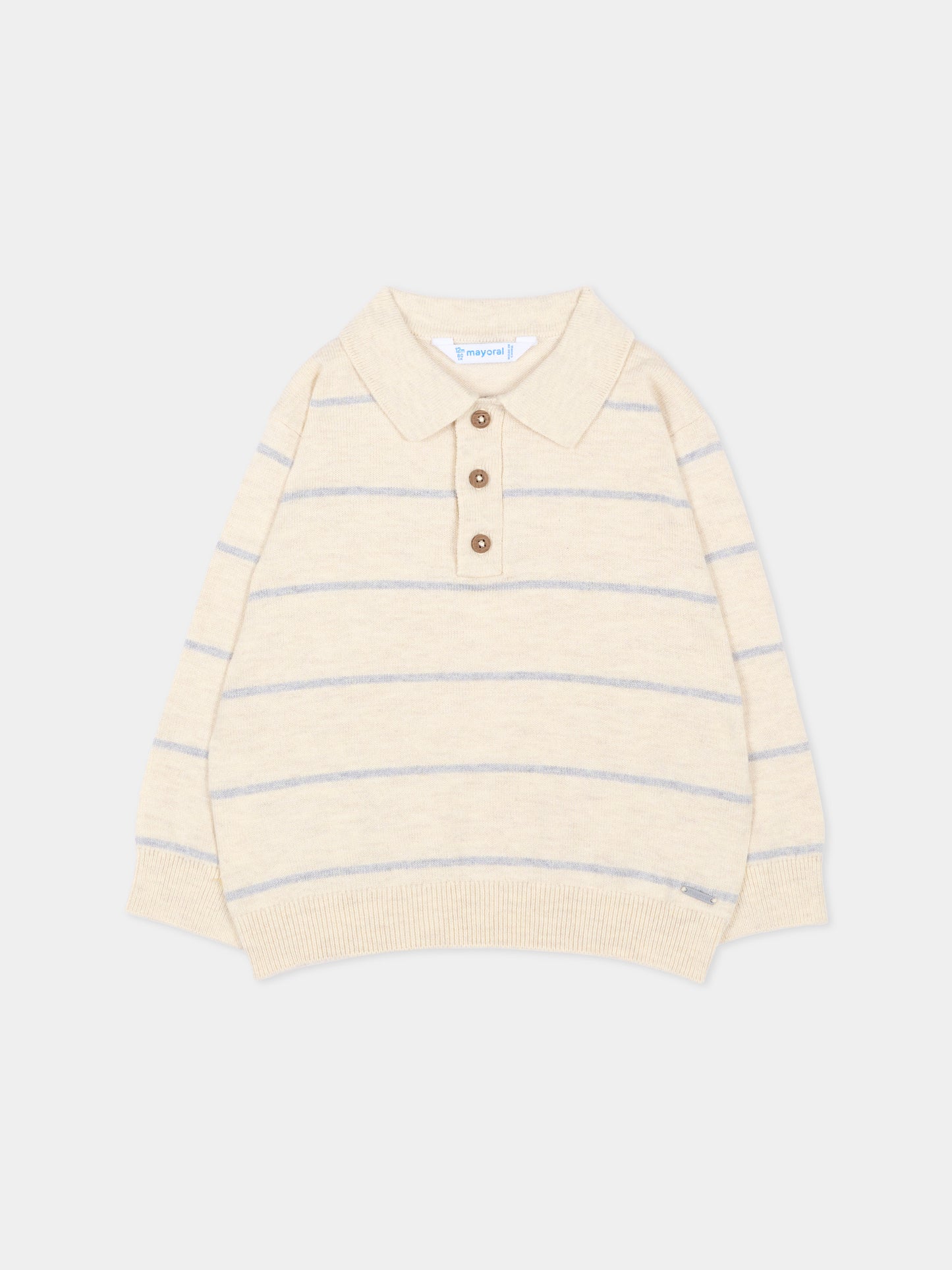 Polo beige a righe per neonato,Mayoral,2104 034