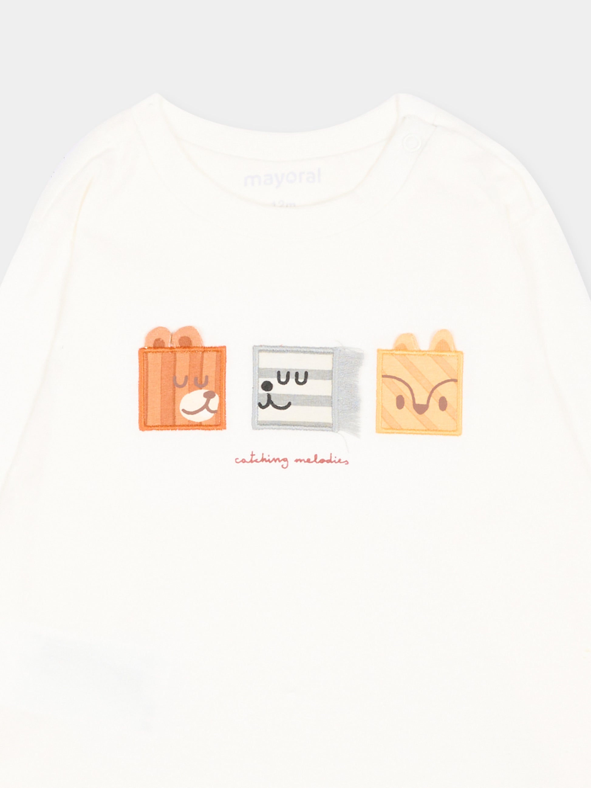 T-Shirt avorio per neonato con stampa,Mayoral,2009 086