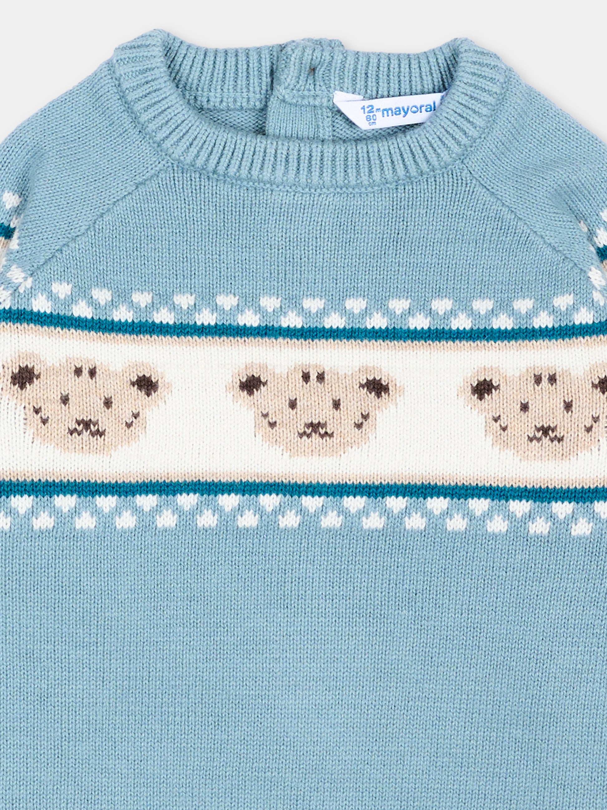 Maglione azzurro per neonato con orsetti,Mayoral,2375 059