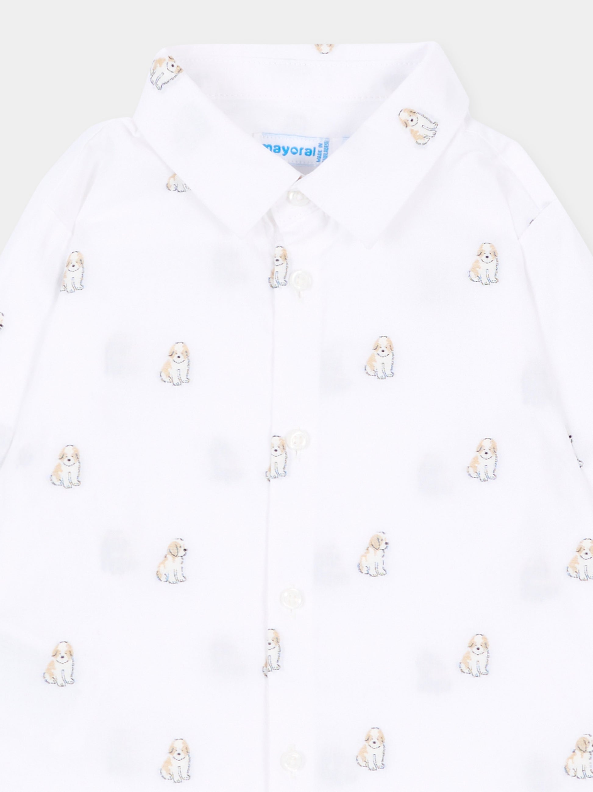 Camicia a manica lunga bianca stampata per neonato,Mayoral,2113 051