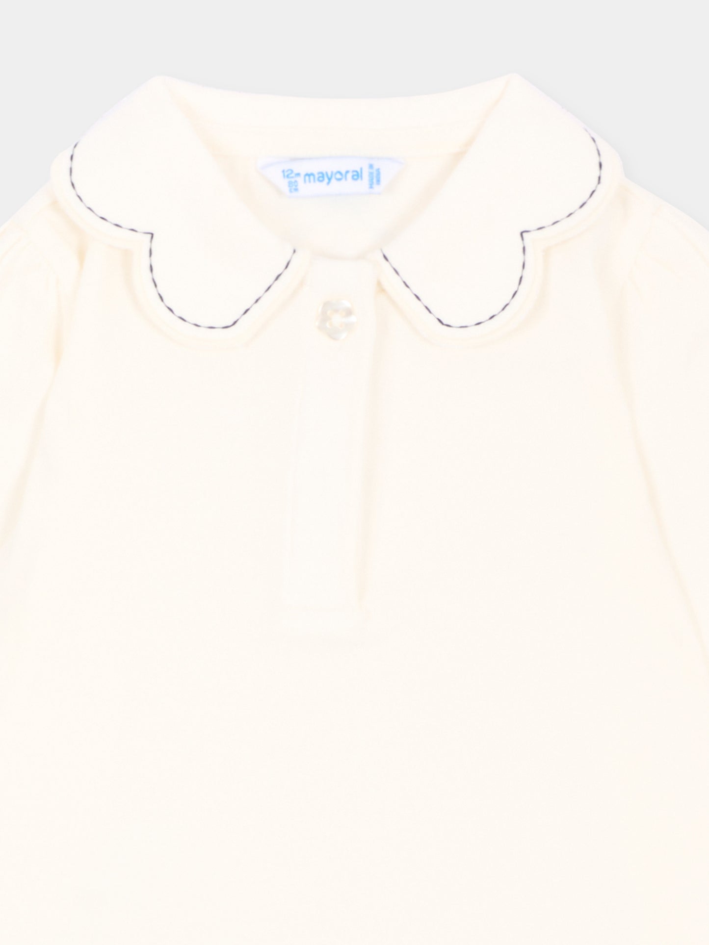 Polo avorio per neonata con colletto,Mayoral,2114 025