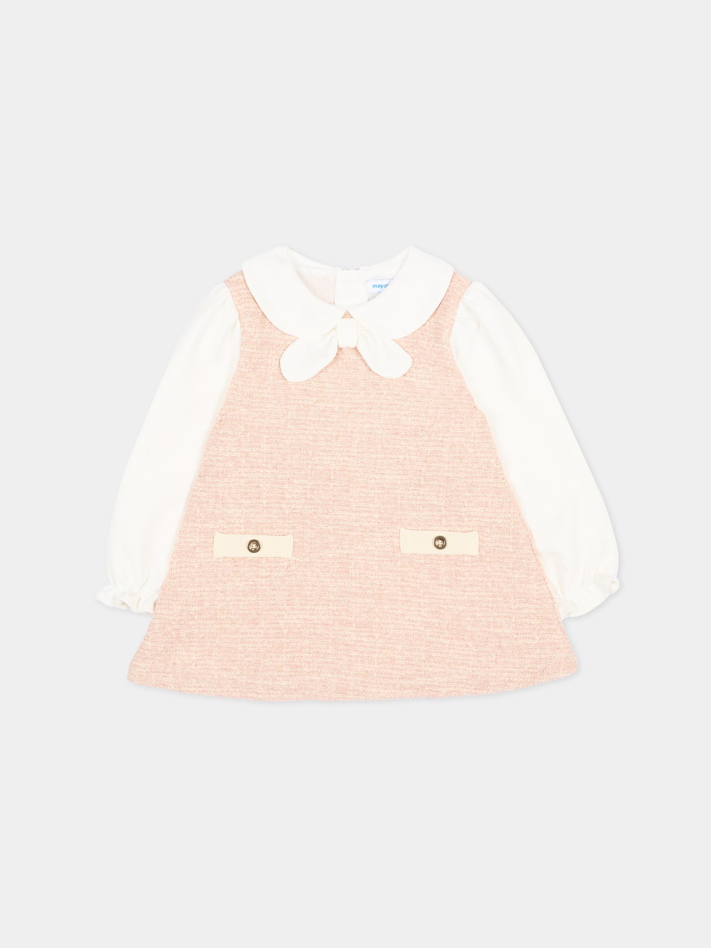 Abito elegante rosa per neonata con fiocco,Mayoral,2948 029