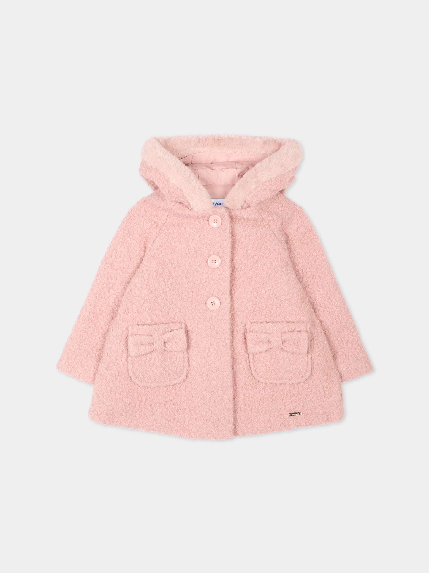 Cappotto rosa per neonata con cappuccio,Mayoral,2436 081