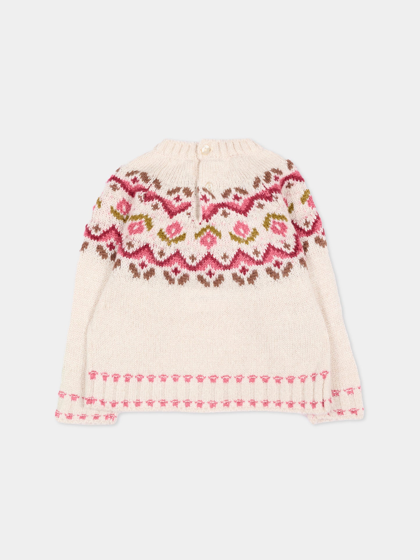 Maglione avorio per neonata floreale,Mayoral,2384 051