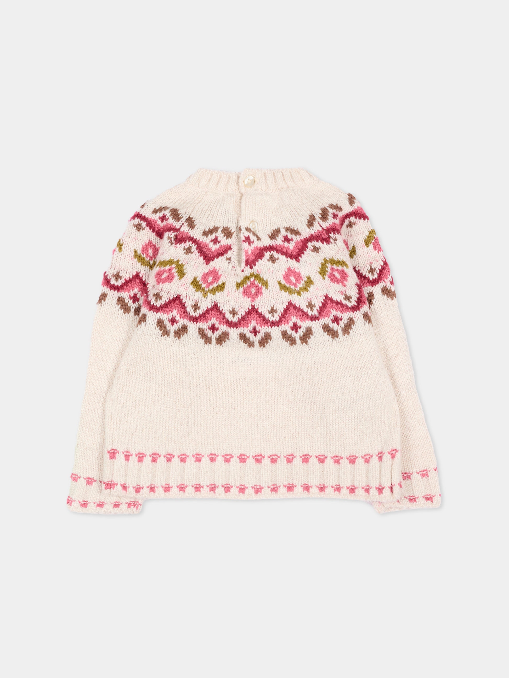 Maglione avorio per neonata floreale,Mayoral,2384 051