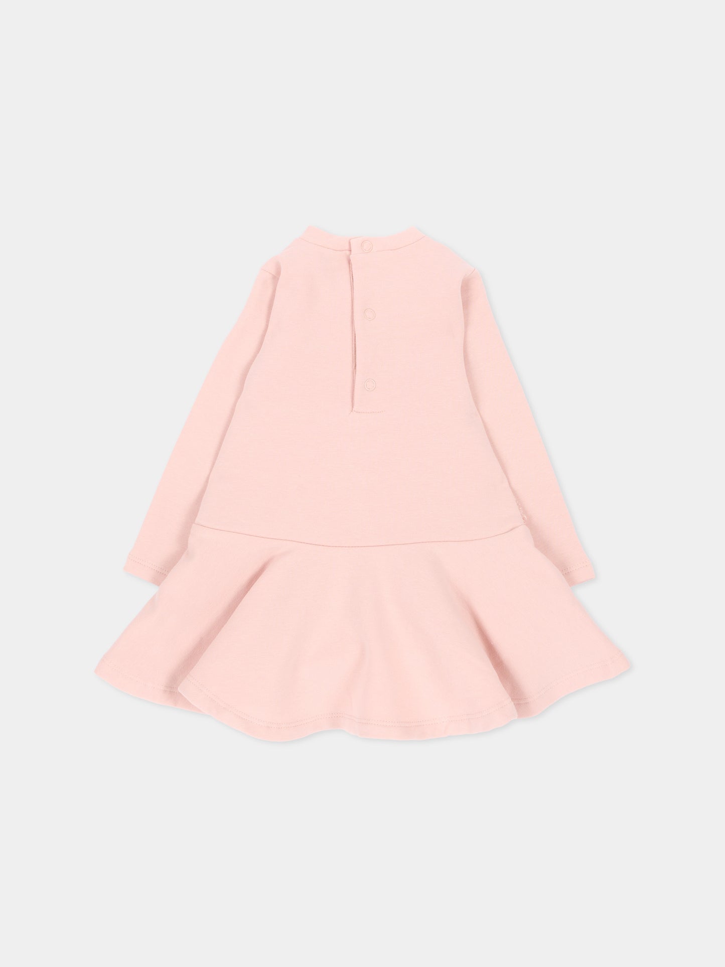 Vestito a manica lunga rosa con orsetto per neonata,Mayoral,2904 095