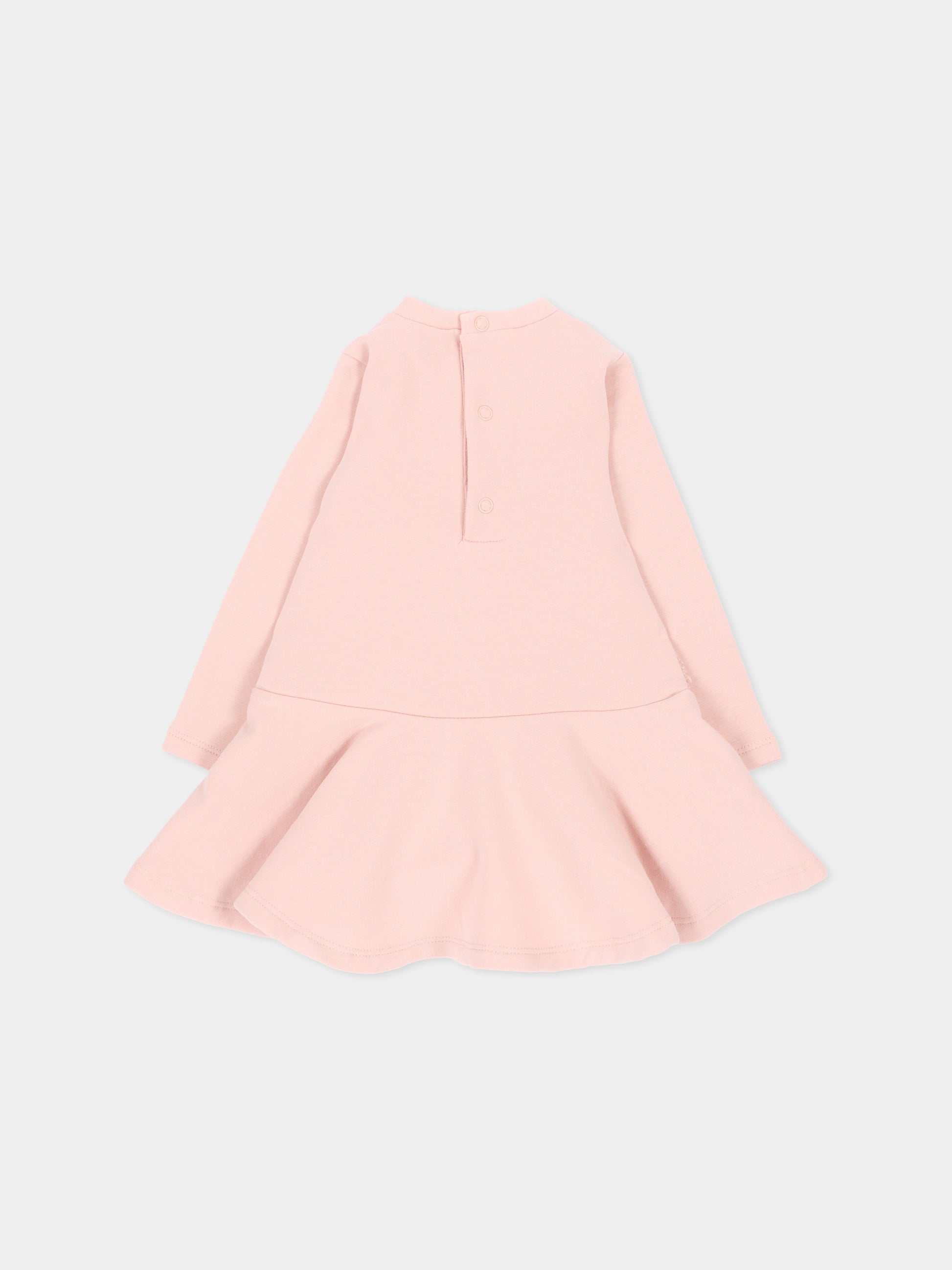 Vestito a manica lunga rosa con orsetto per neonata,Mayoral,2904 095