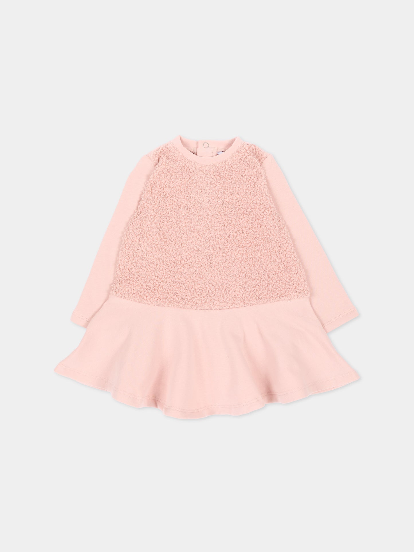 Vestito a manica lunga rosa con orsetto per neonata,Mayoral,2904 095