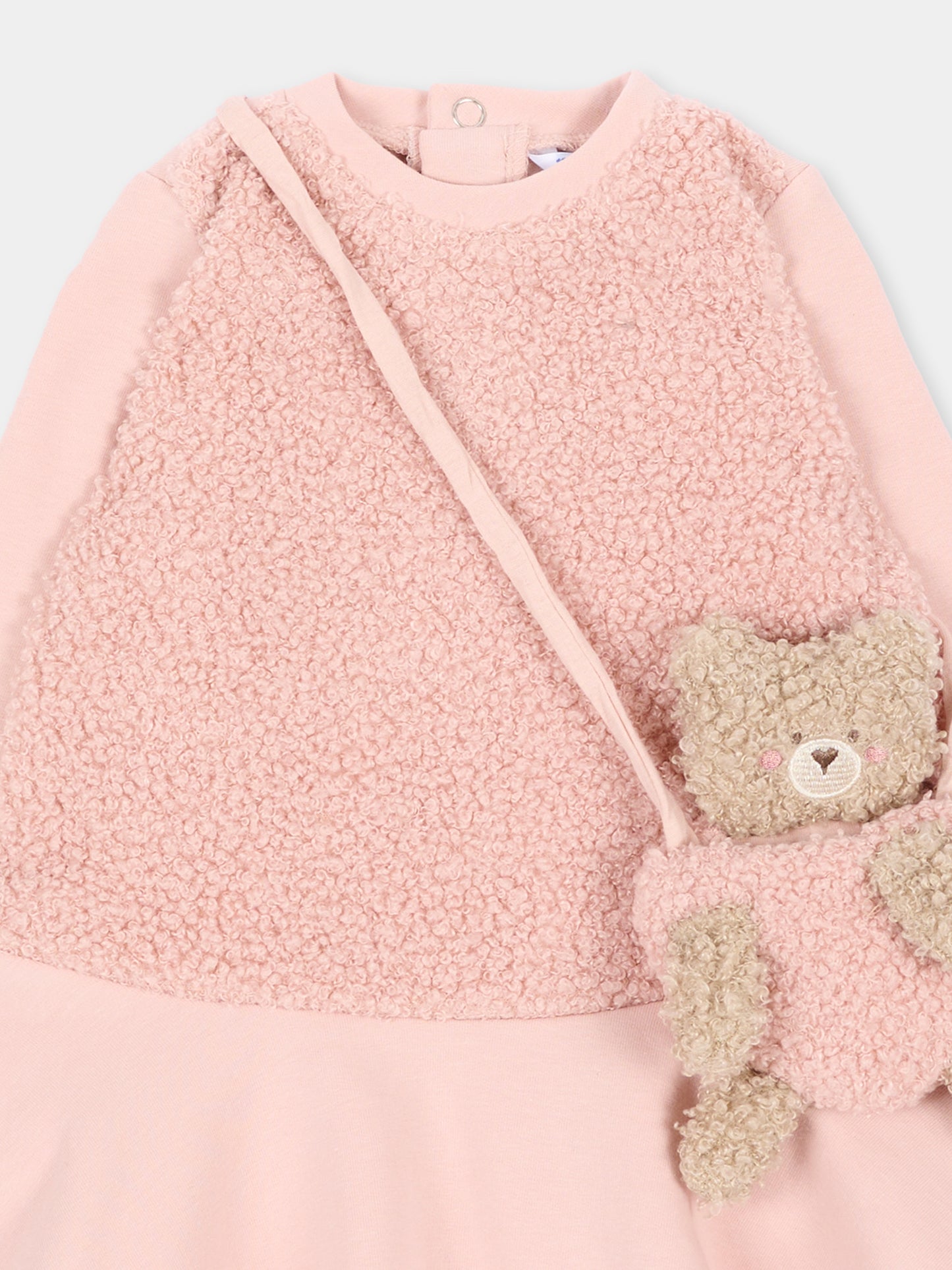 Vestito a manica lunga rosa con orsetto per neonata,Mayoral,2904 095