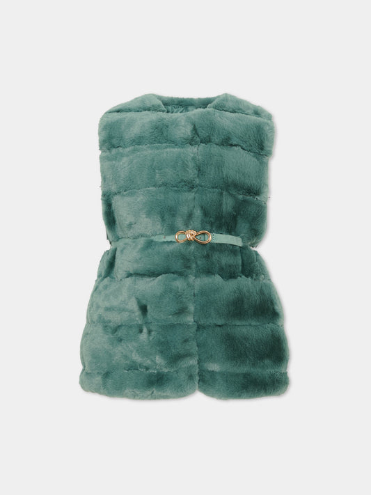 Gilet in eco-pelliccia verde per bambina,Mayoral,4328 063