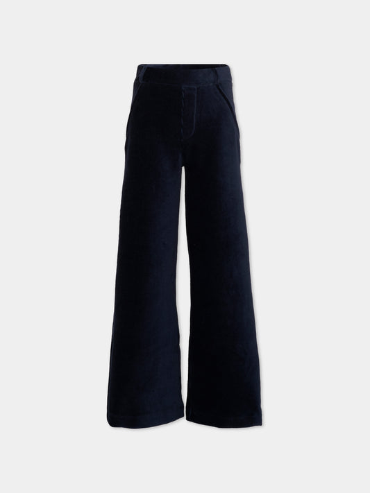 Pantaloni blu per bambina in velluto,Mayoral,4524 072
