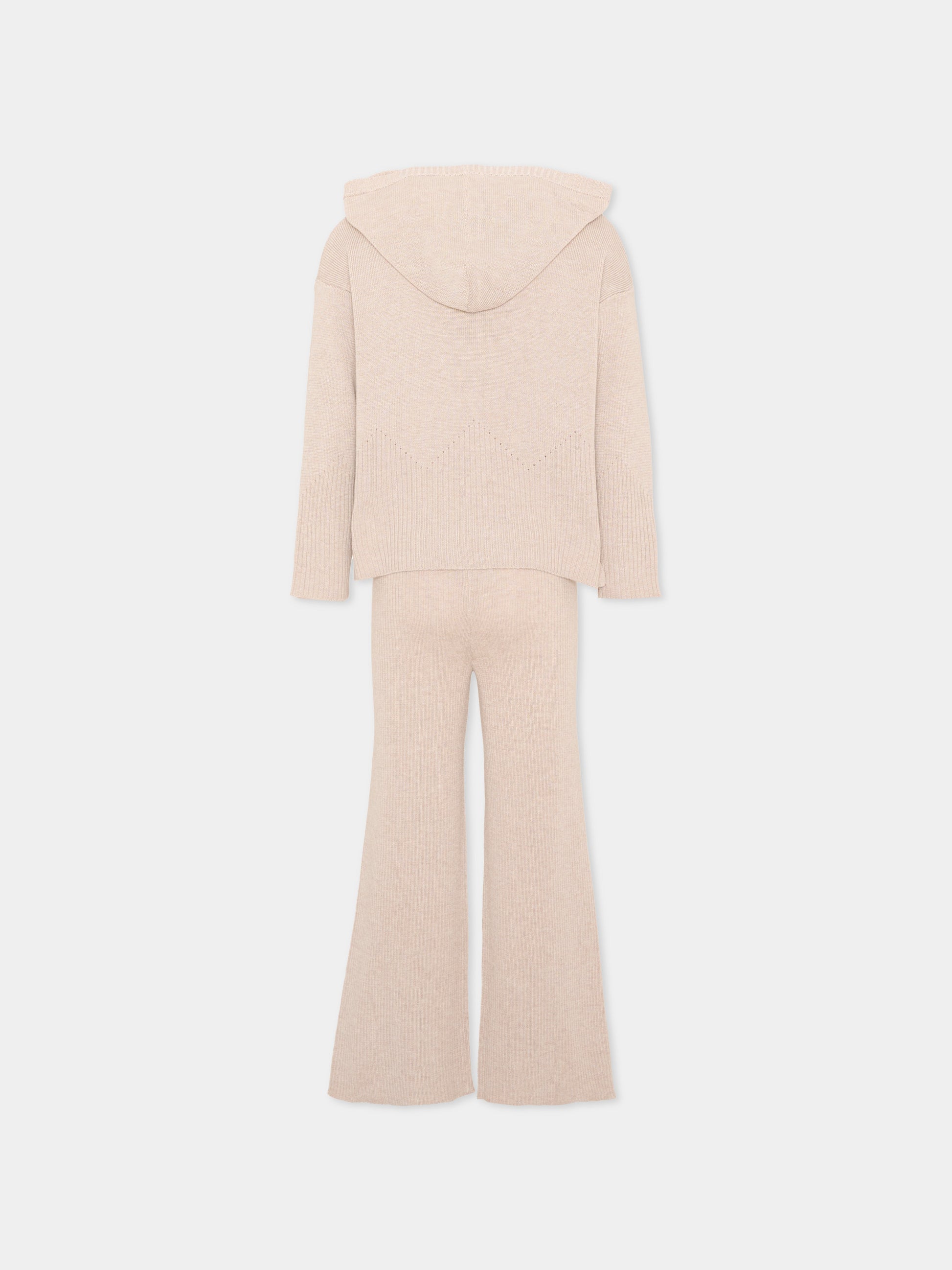 Completo sportivo beige per bambina,Mayoral,4529 089